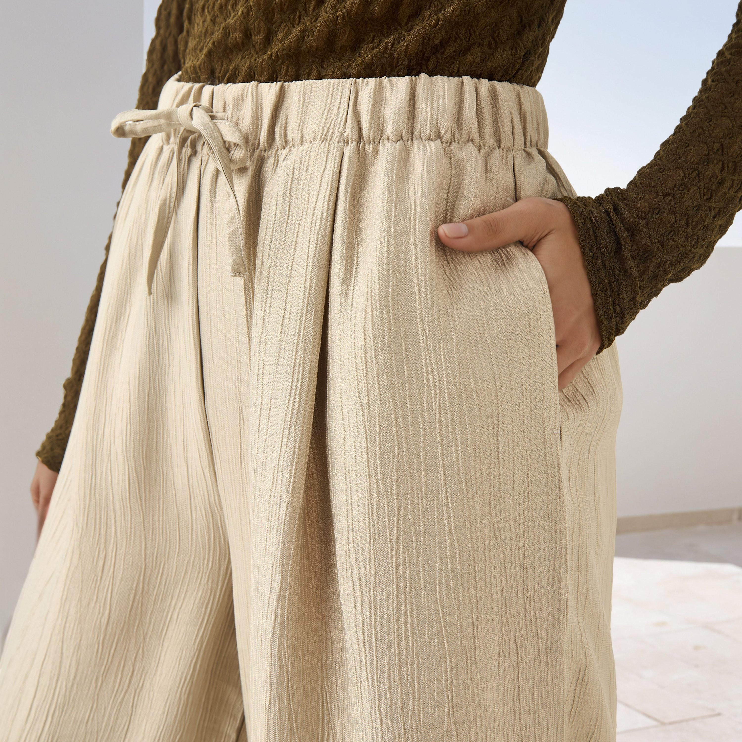 Textured Relaxed Fit Pants-women-clothing-bottoms-trousers-image-4