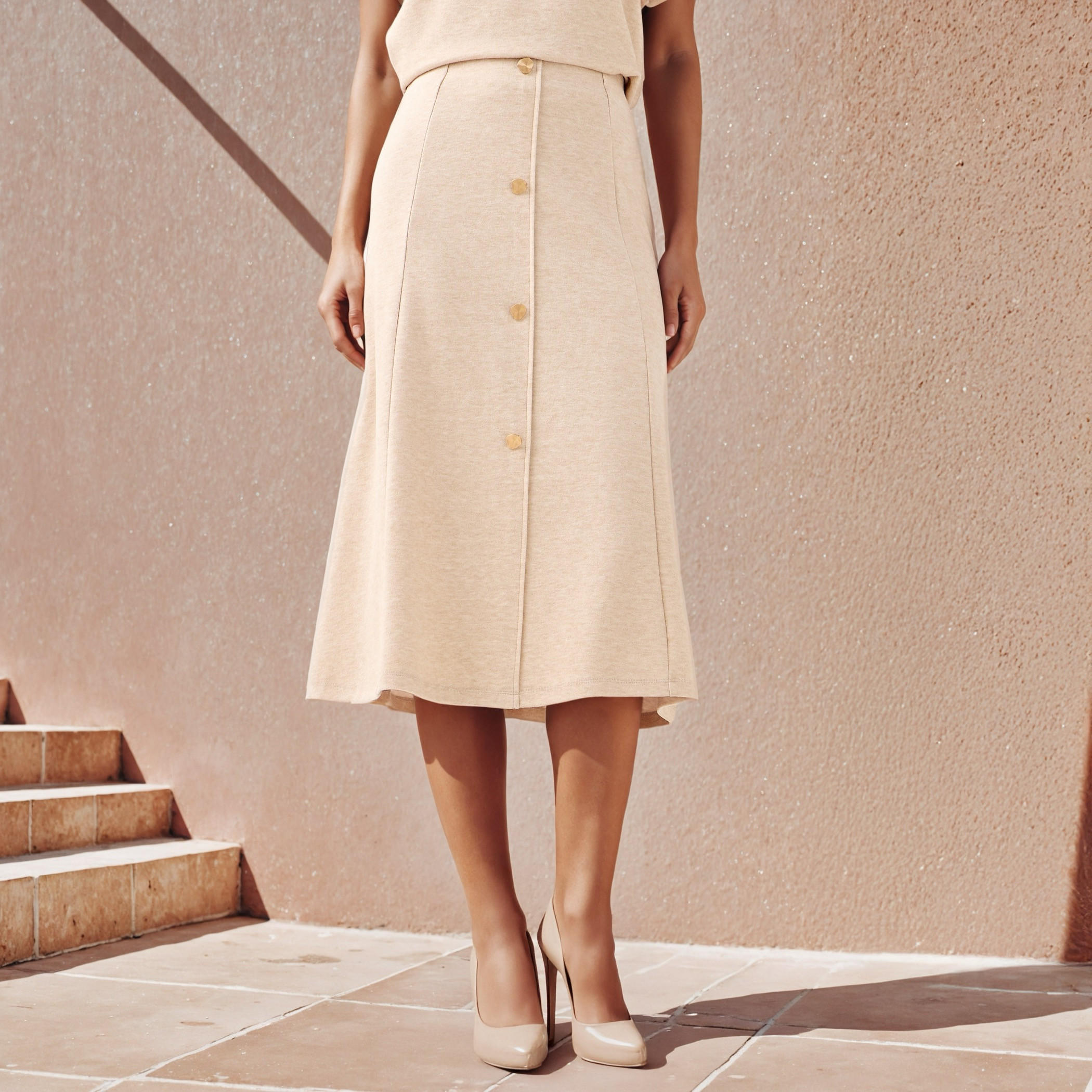 Front Button Accent A-line Skirt-women-clothing-bottoms-skirts-image-1