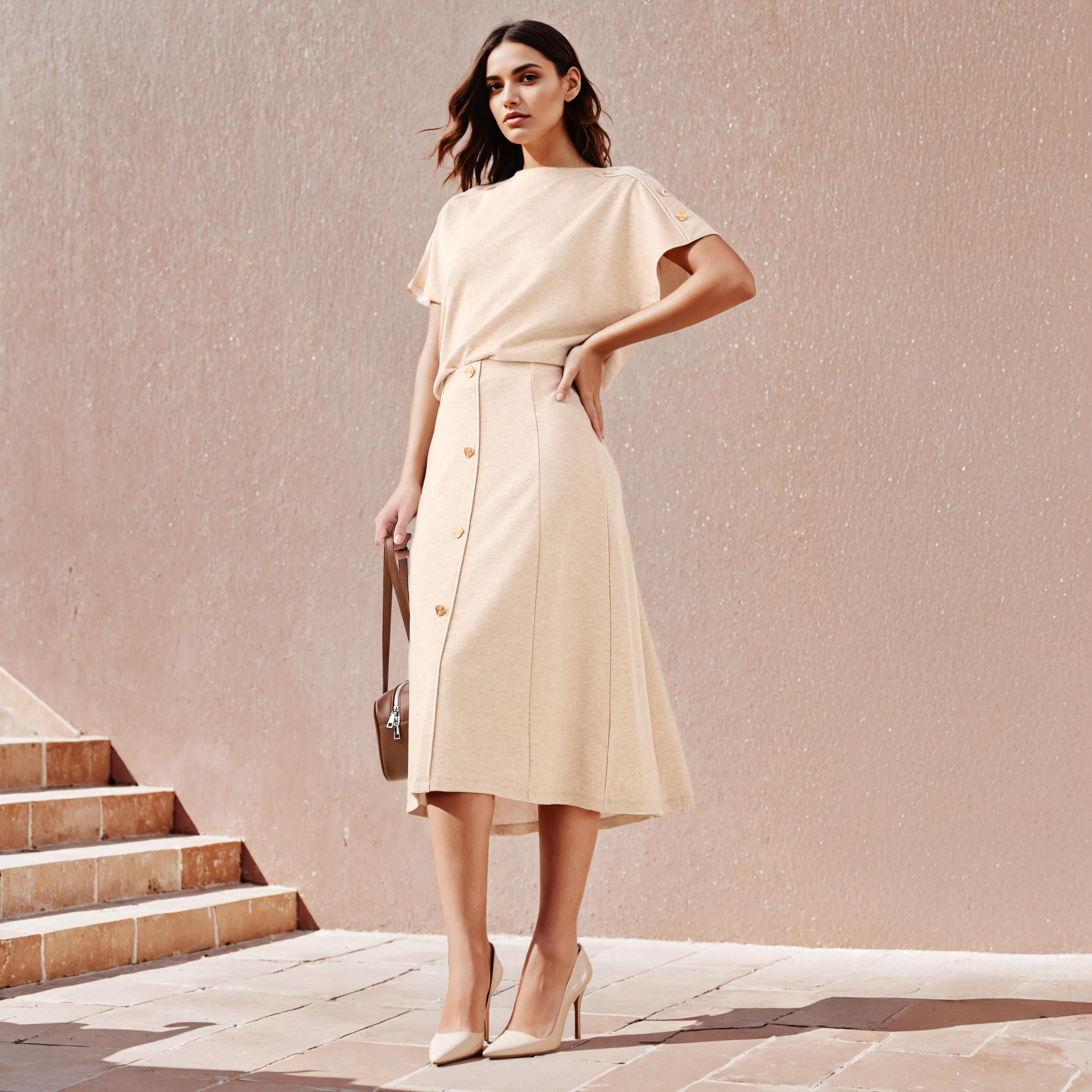 Front Button Accent A-line Skirt-women-clothing-bottoms-skirts-image-2