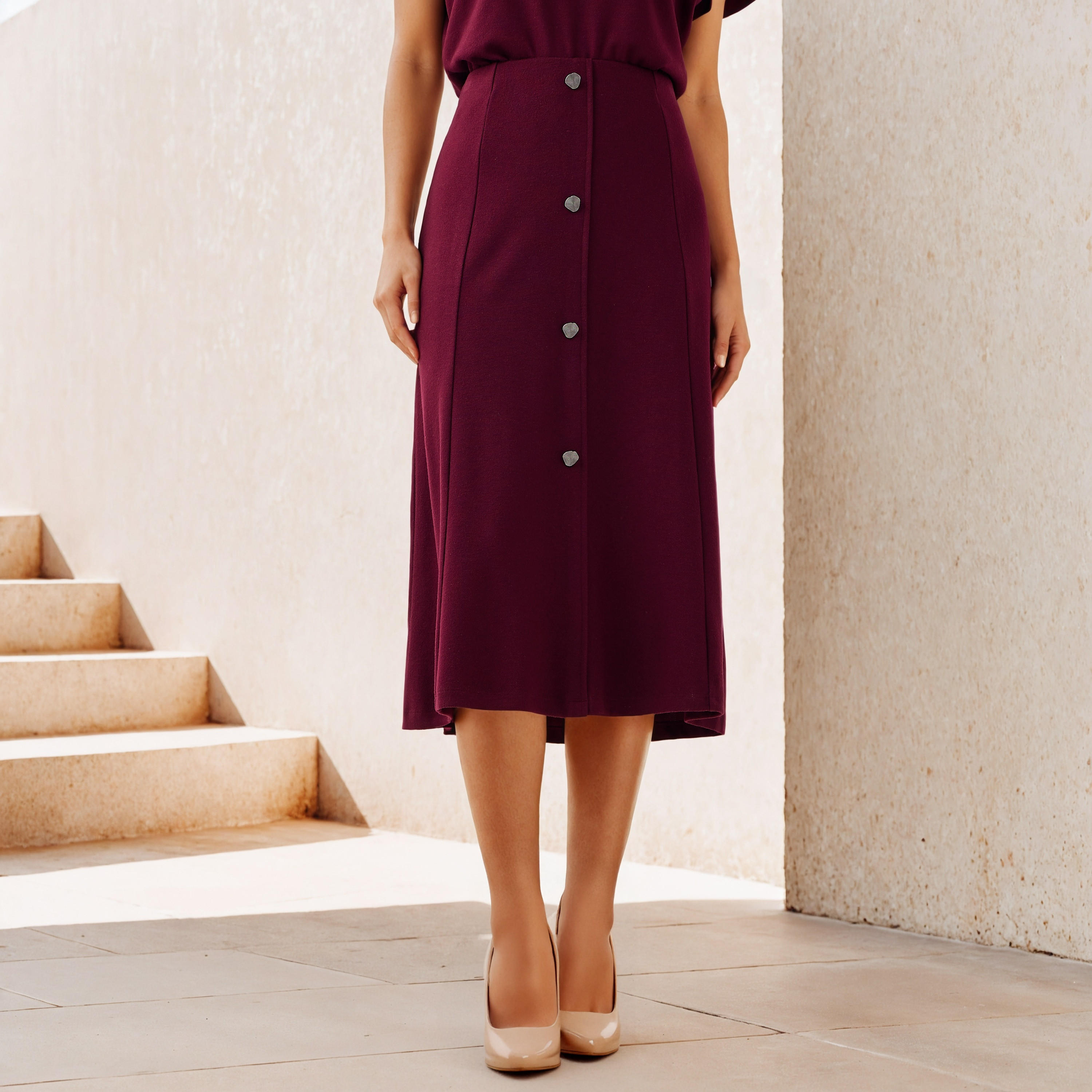 Front Button Accent A-line Skirt-women-clothing-bottoms-skirts-image-1
