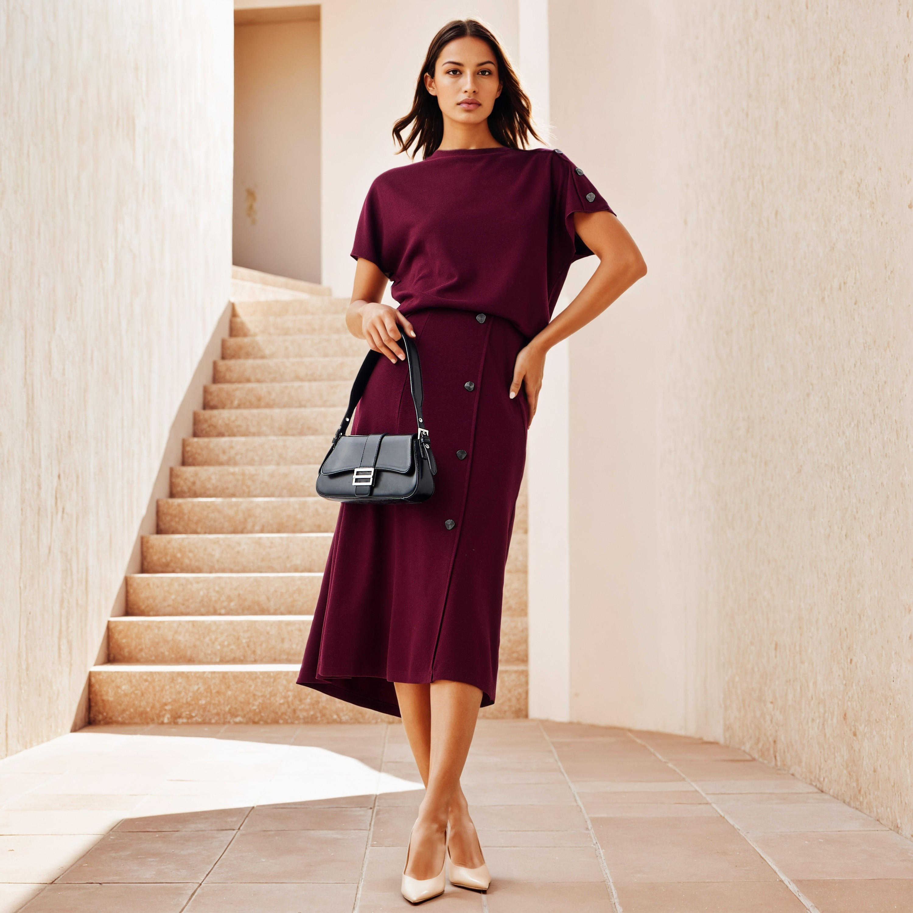 Front Button Accent A-line Skirt-women-clothing-bottoms-skirts-image-2