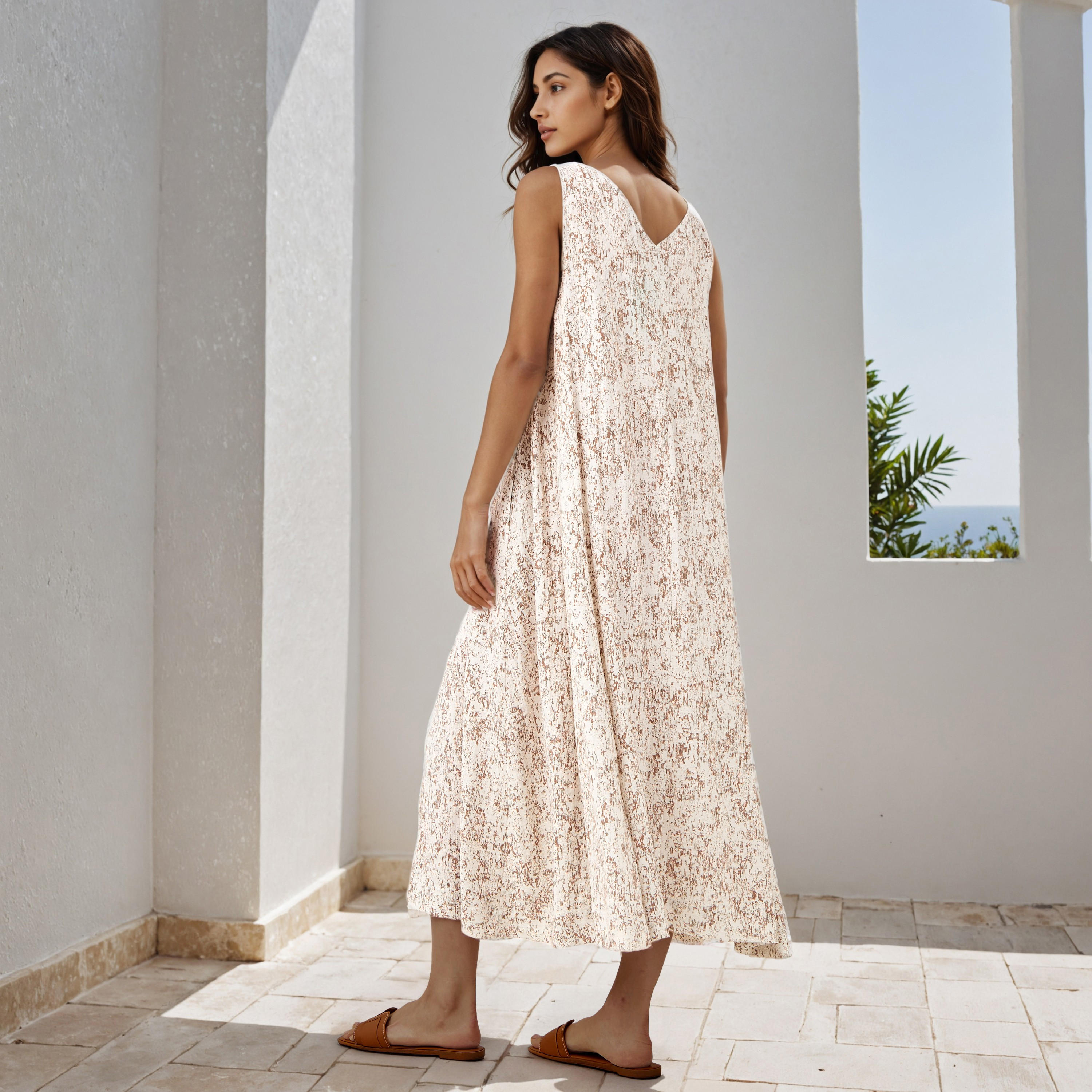 Printed A-line Sleeveless Linen Blend Maxi Dress-women-clothing-dresses-image-3