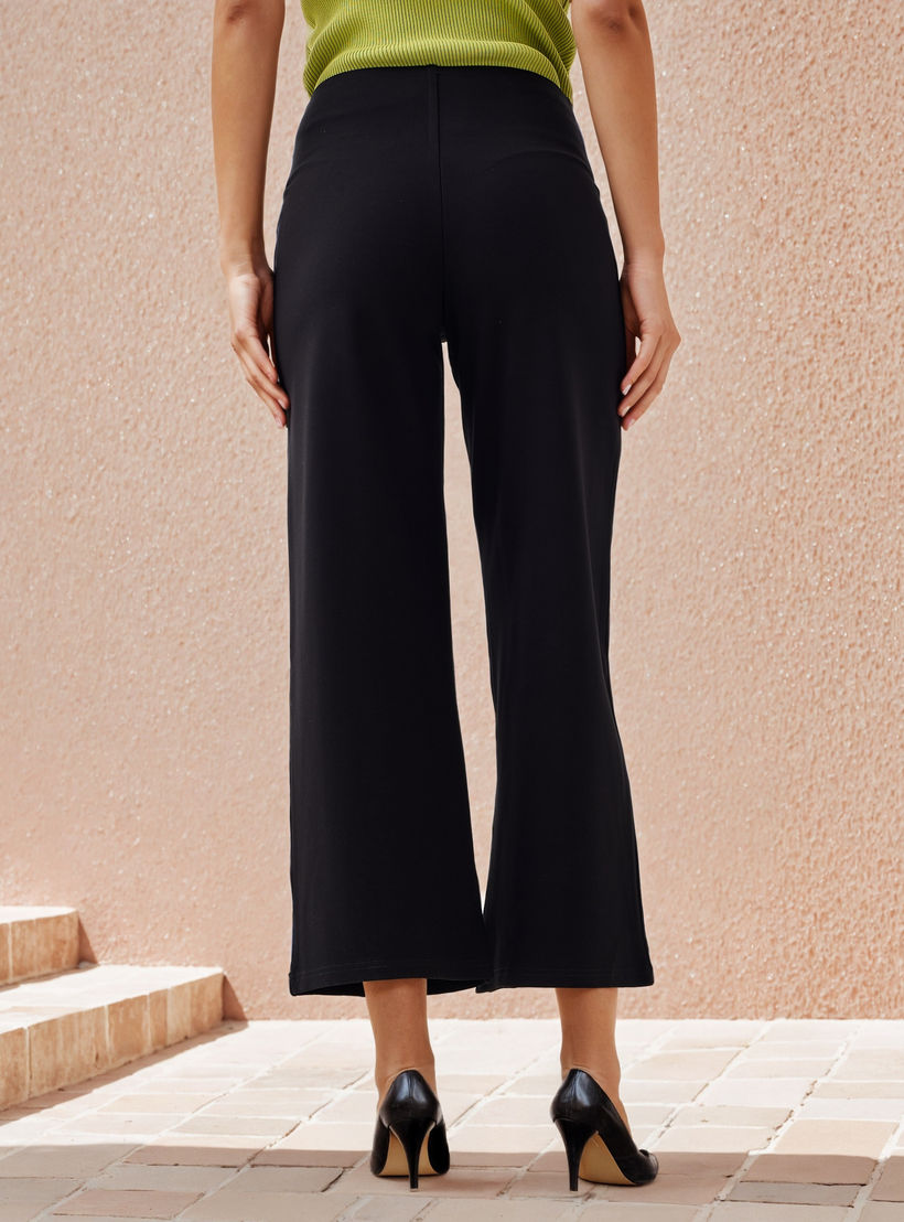 بنطلون واسع الساقين بتفاصيل بينتوك وخصر مطاطي -women-clothing-bottoms-trousers-image-3