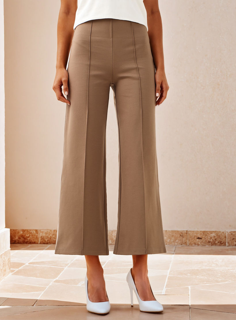 بنطلون ببنسات وقصة عادية وخصر مرن-women-clothing-trousers-image-1