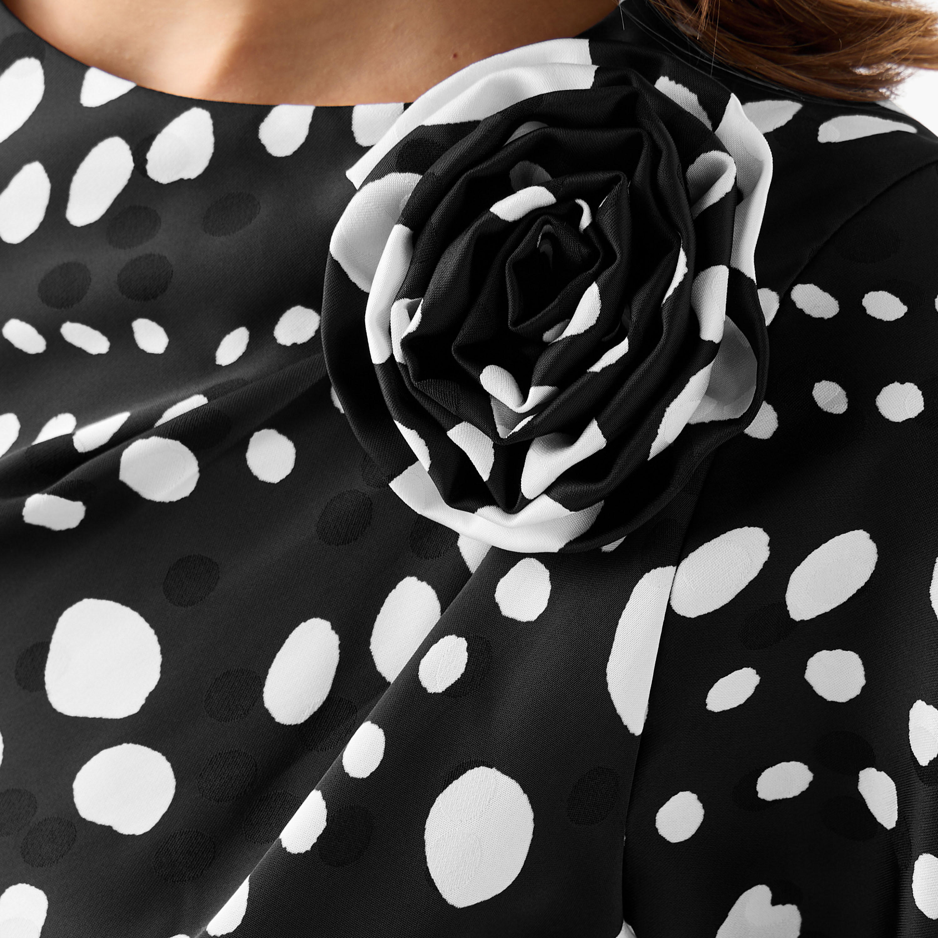 فستان إيه لاين منقط بتفاصيل باقة للنساء-women-clothing-dresses-image-5