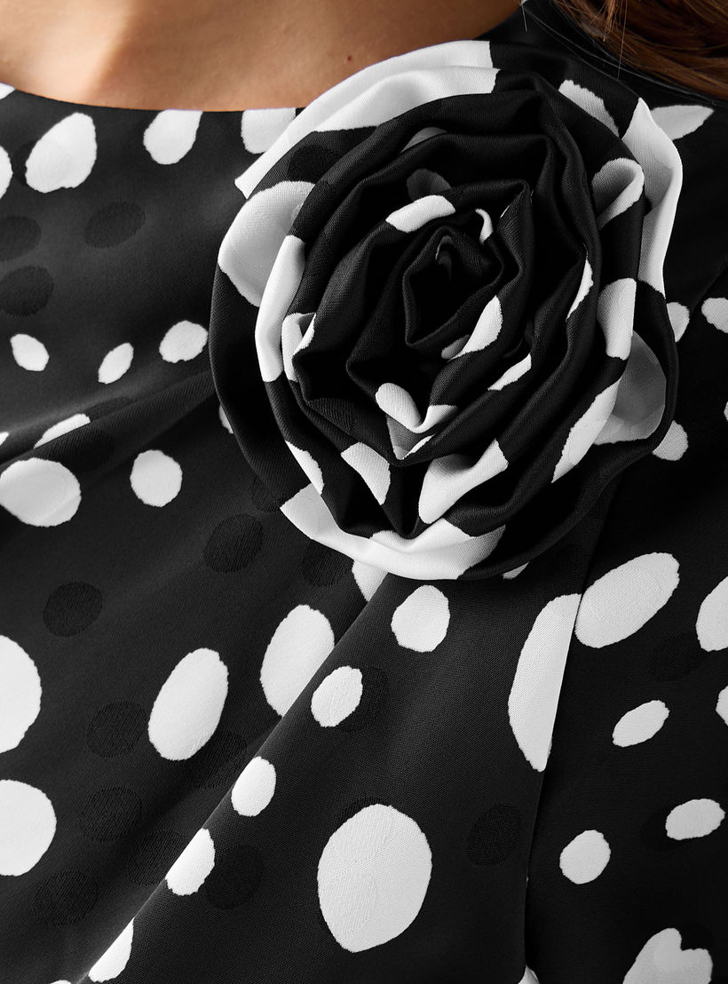 فستان إيه لاين منقط بتفاصيل باقة للنساء-women-clothing-dresses-image-5