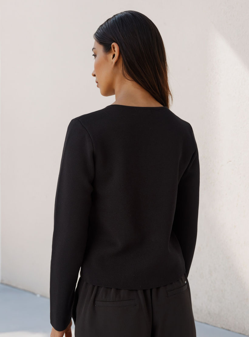 Regular Fit Button Detail Round Neck Cardigan-women-winterwear-cardigansandjumpers-cardigans-image-3