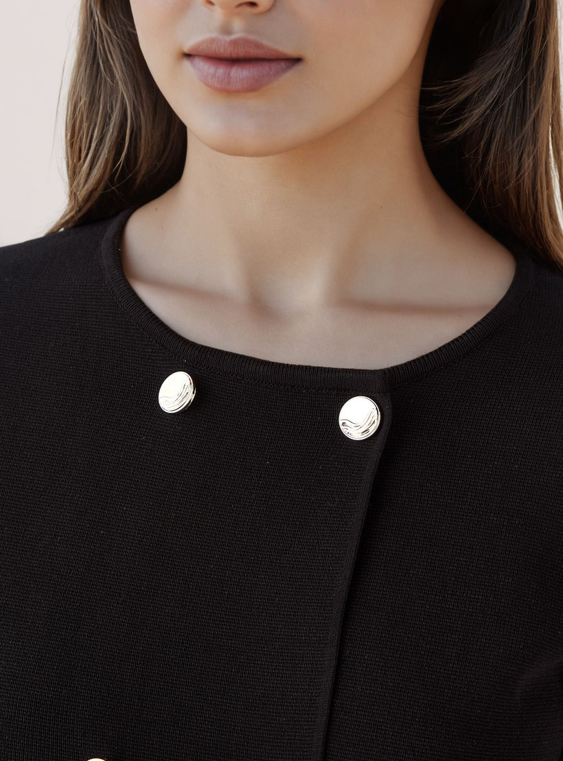 Regular Fit Button Detail Round Neck Cardigan-women-winterwear-cardigansandjumpers-cardigans-image-4