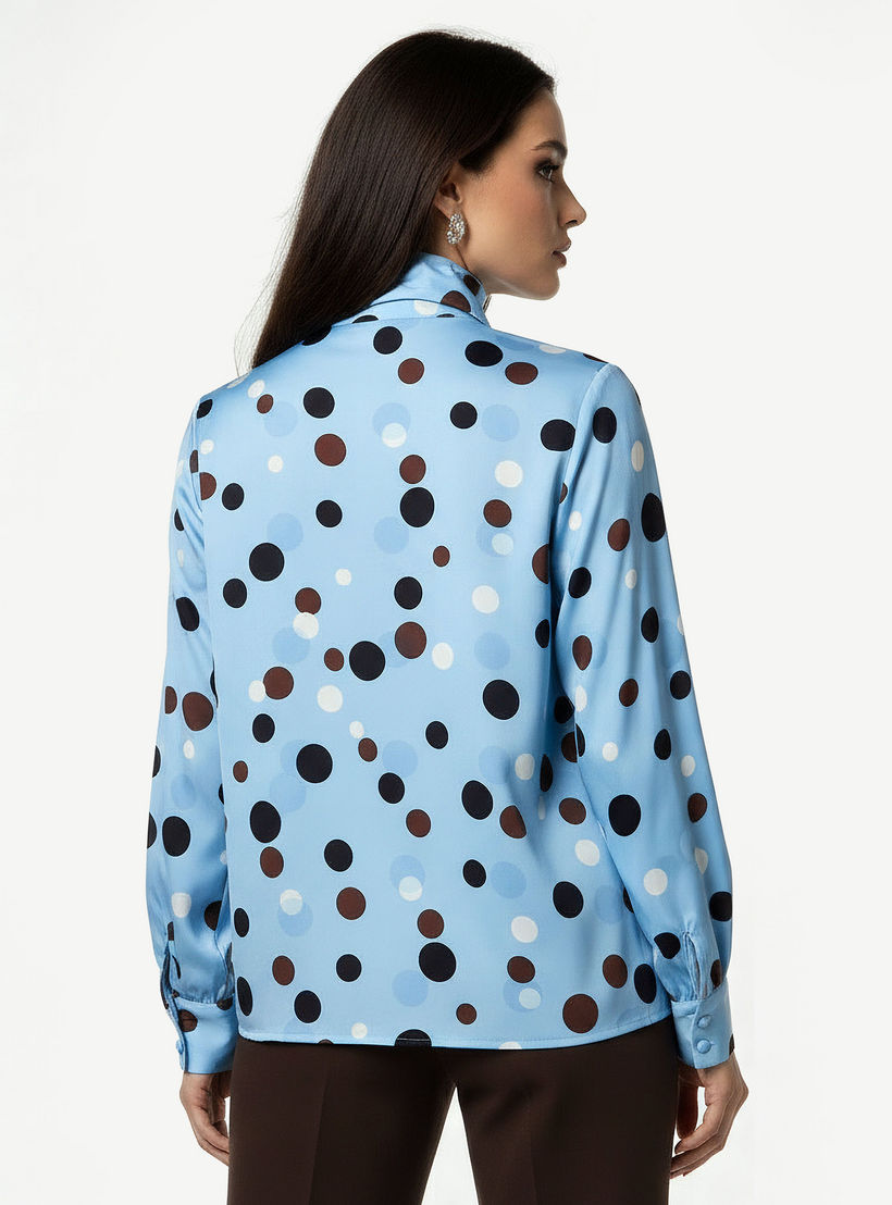 Regular Fit Top with Polka Dot Print and Scarf Neck Detail-women-clothing-shirtsandblouses-blouses-image-4
