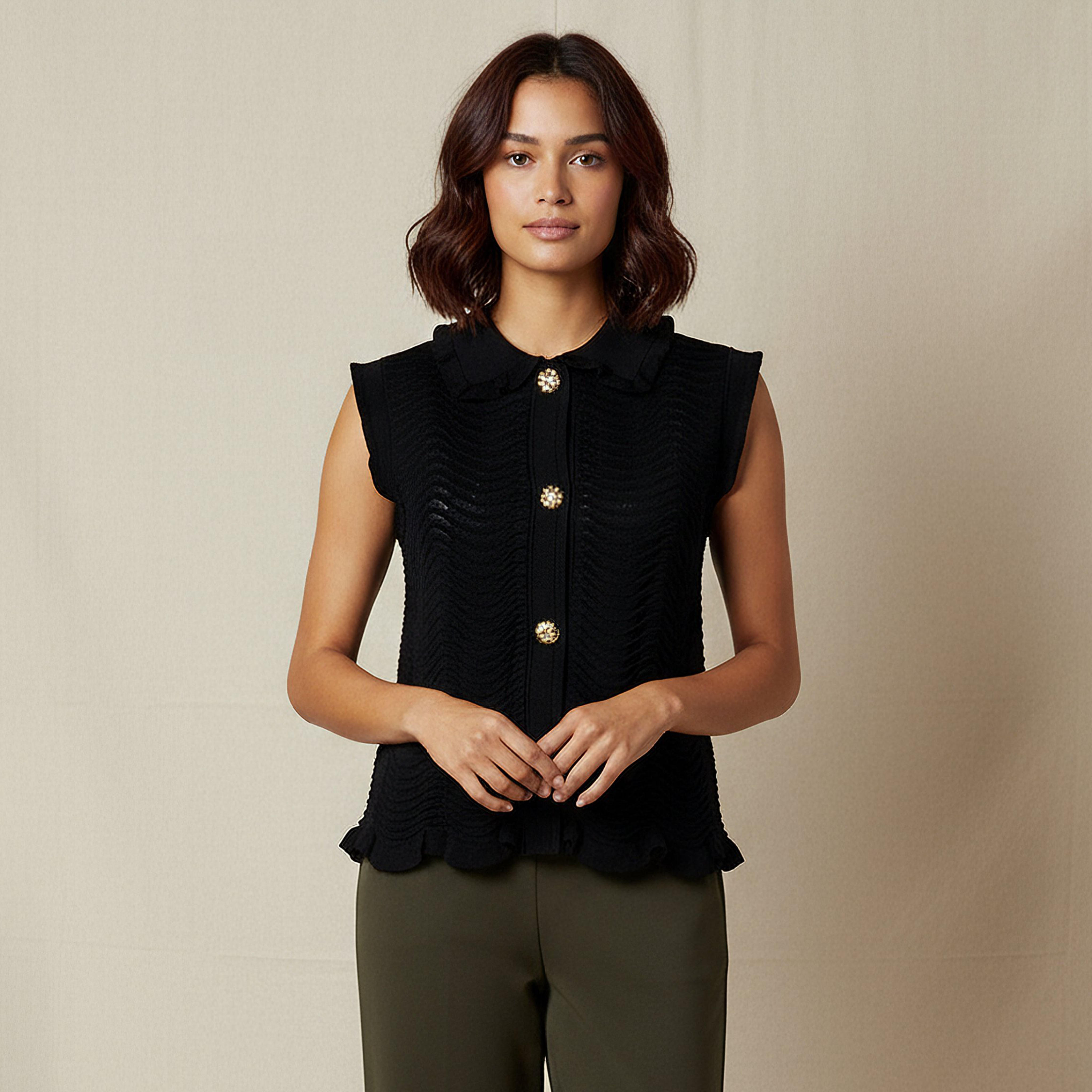 بلوزة بارزة الملمس بقصّة عادية-women-clothing-tshirts-image-4