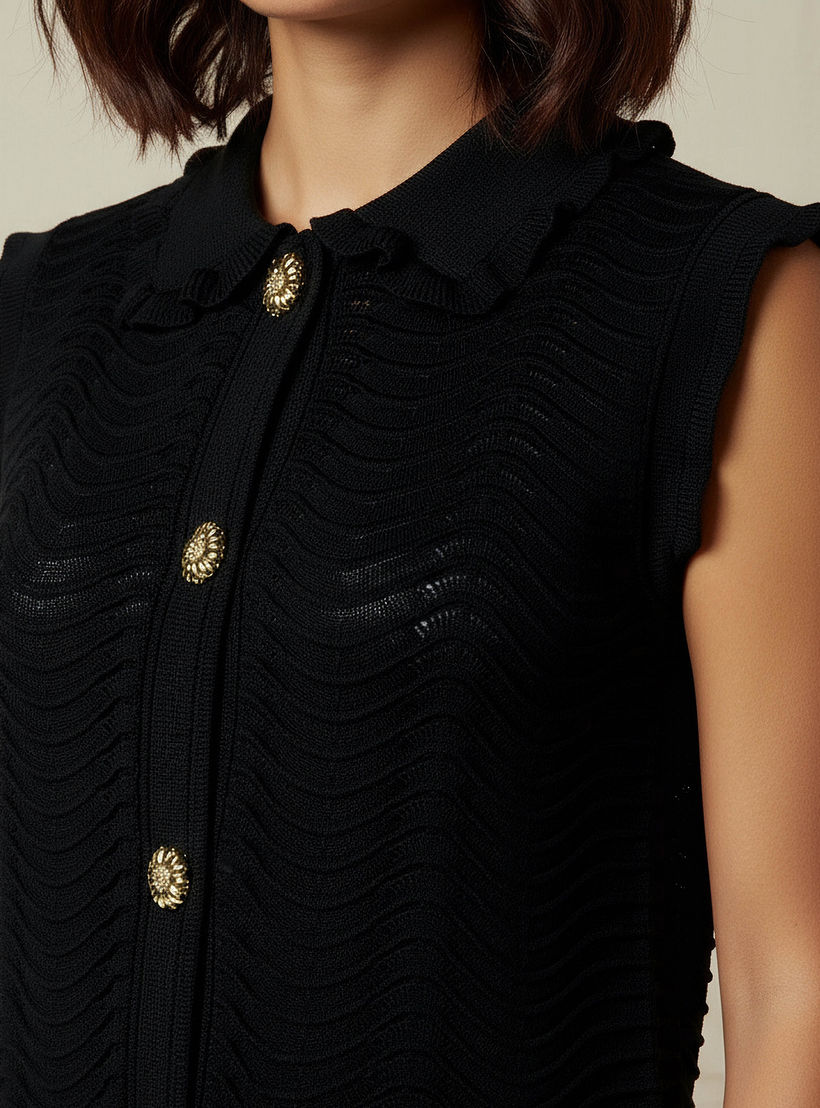 بلوزة بارزة الملمس بقصّة عادية-women-clothing-tshirts-image-1
