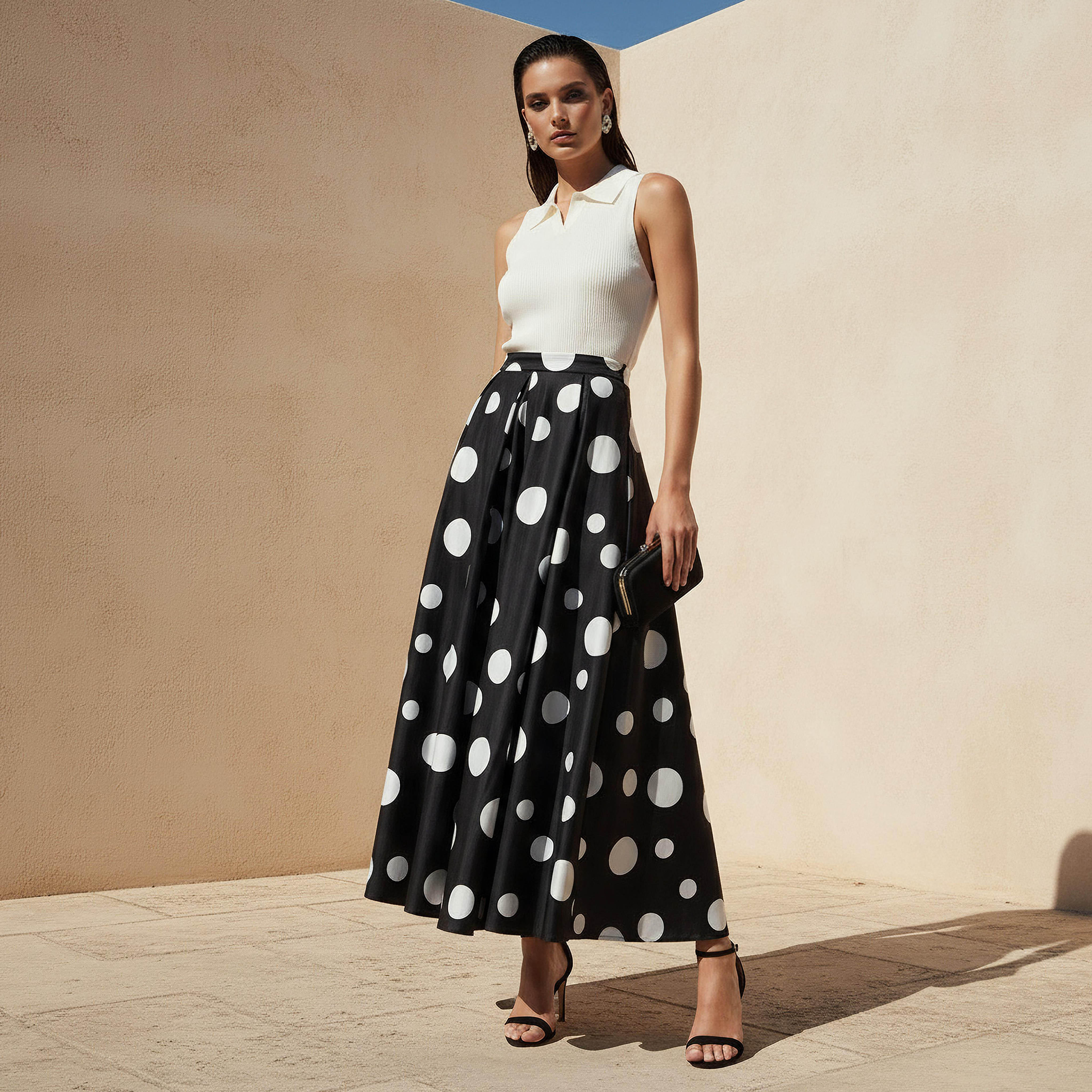 تنورة ماكسي بطبعات منقطة وجيوب-women-clothing-bottoms-skirts-image-3