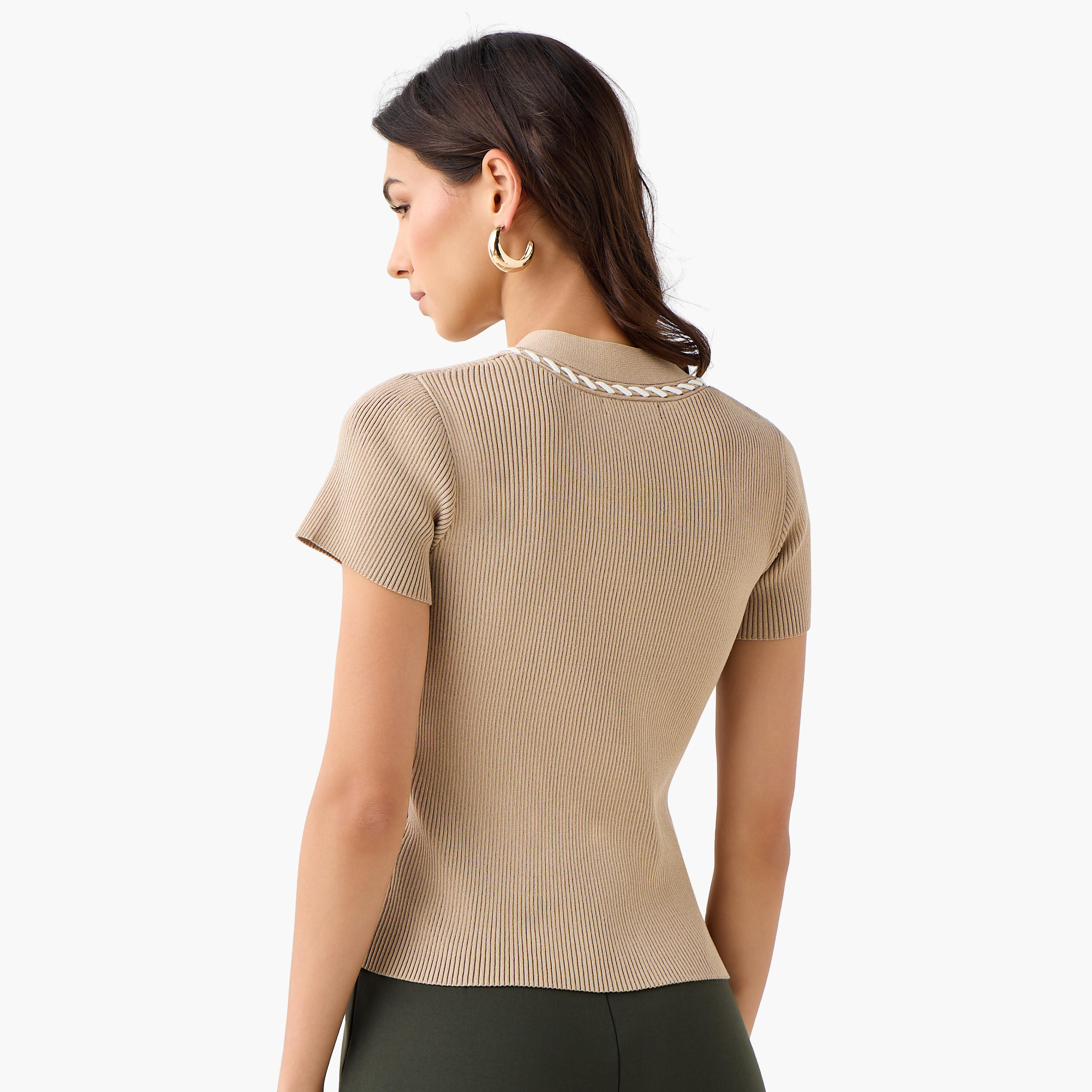 Regular Fit T-shirt with Cord Detail-women-clothing-tshirts-image-4