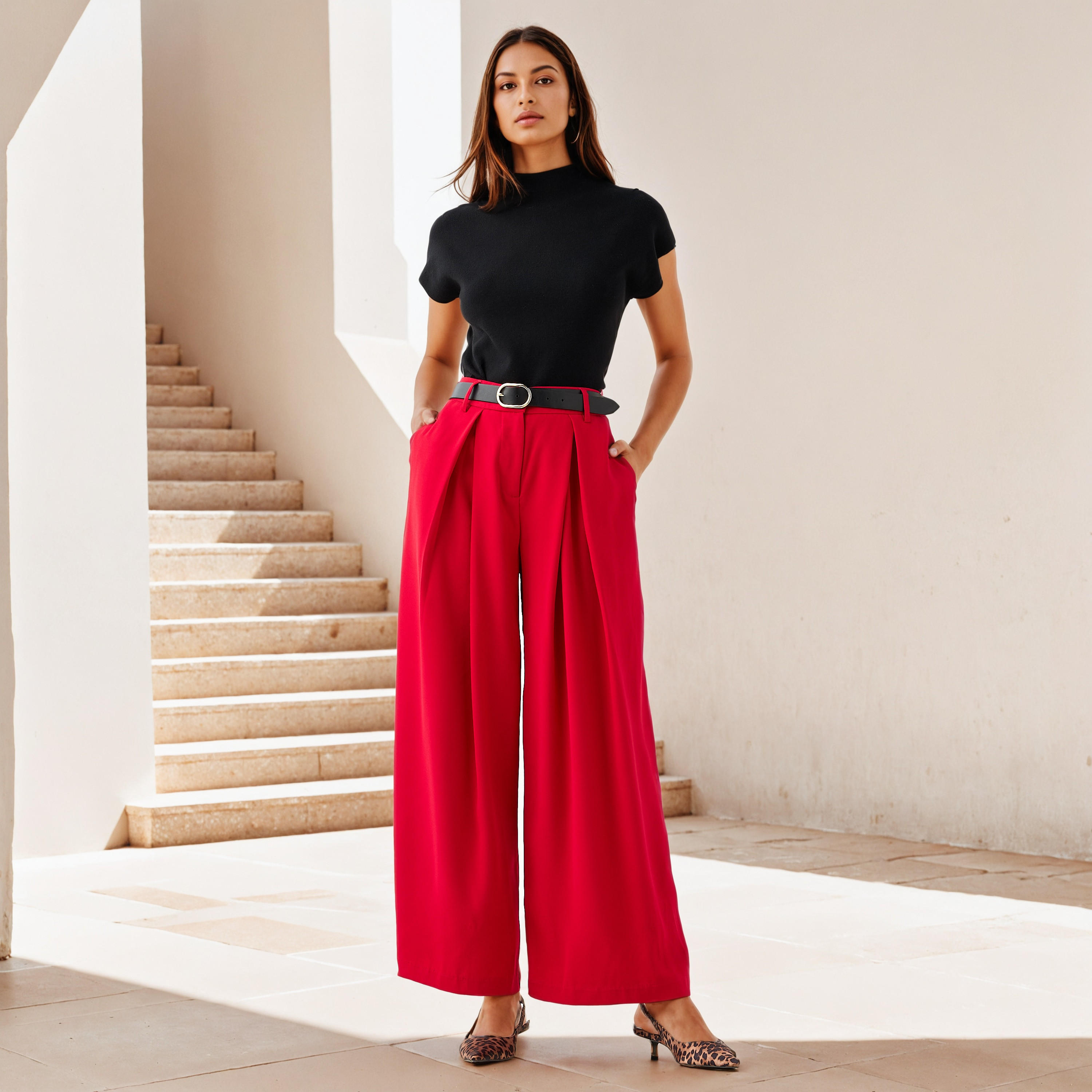 بنطلون بكسرات وأرجل واسعة-women-clothing-bottoms-trousers-image-3