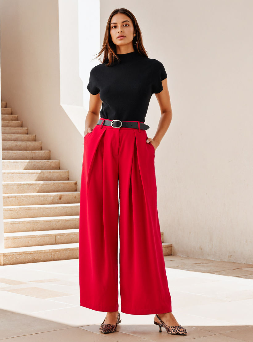 Relaxed Fit Pleated Pants-women-clothing-bottoms-trousers-image-2