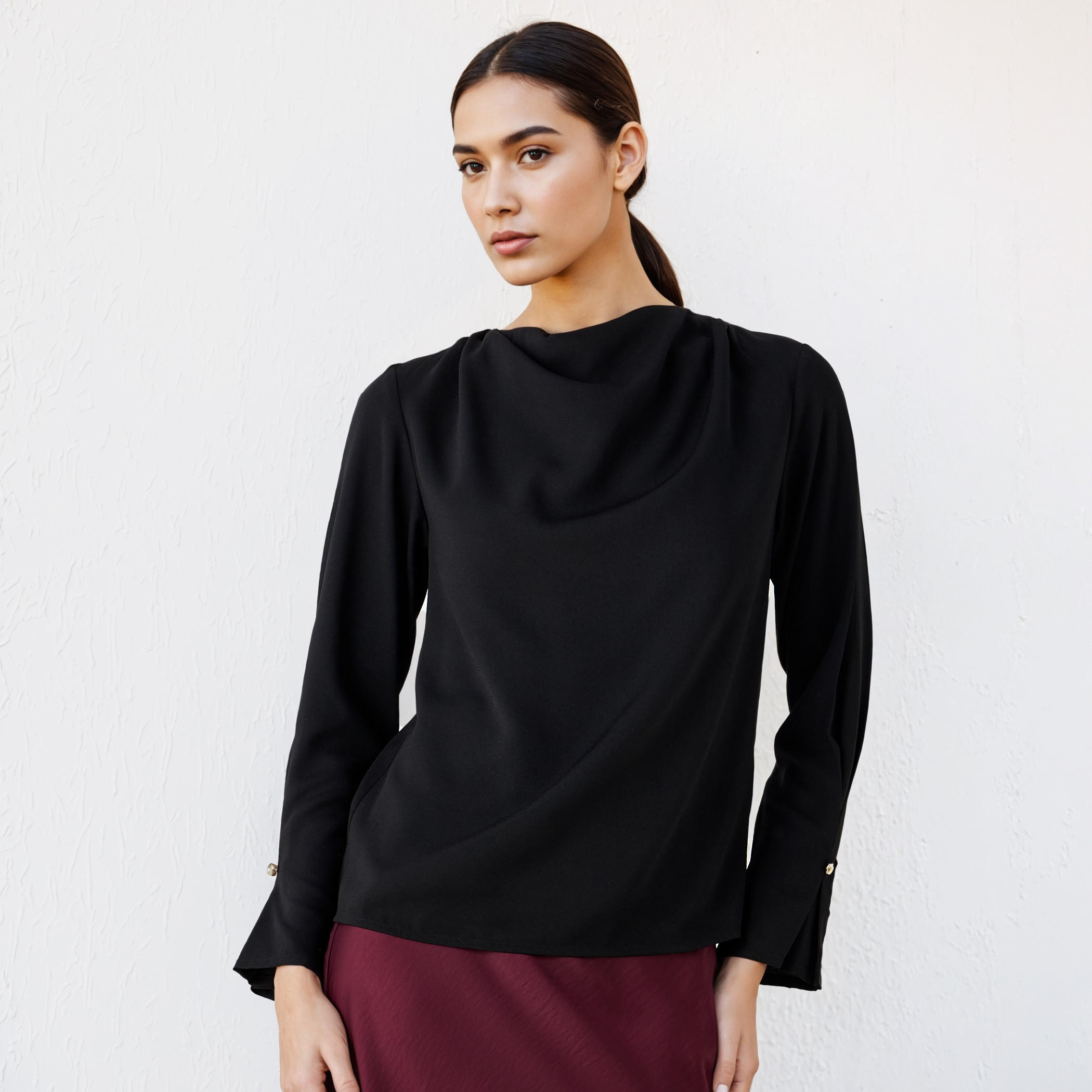 بلوزة كريب بياقة منسدلة متدلية-women-clothing-shirtsandblouses-blouses-image-3
