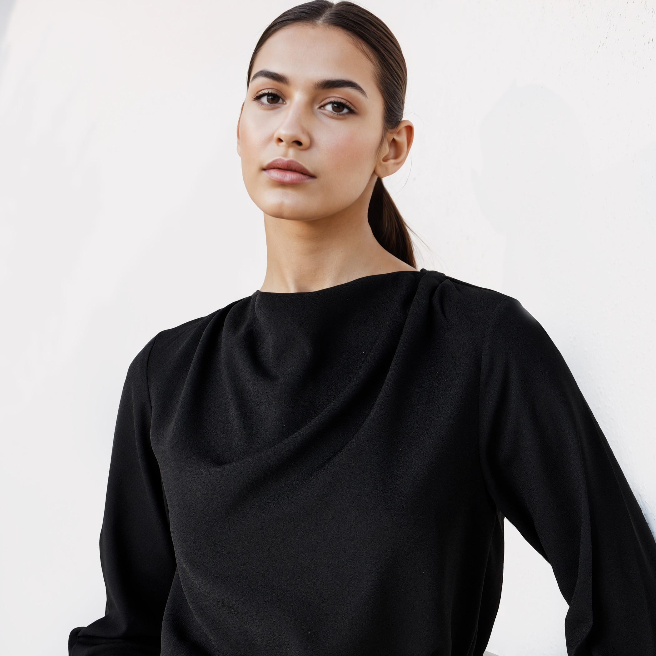 بلوزة كريب بياقة منسدلة متدلية-women-clothing-shirtsandblouses-blouses-image-2
