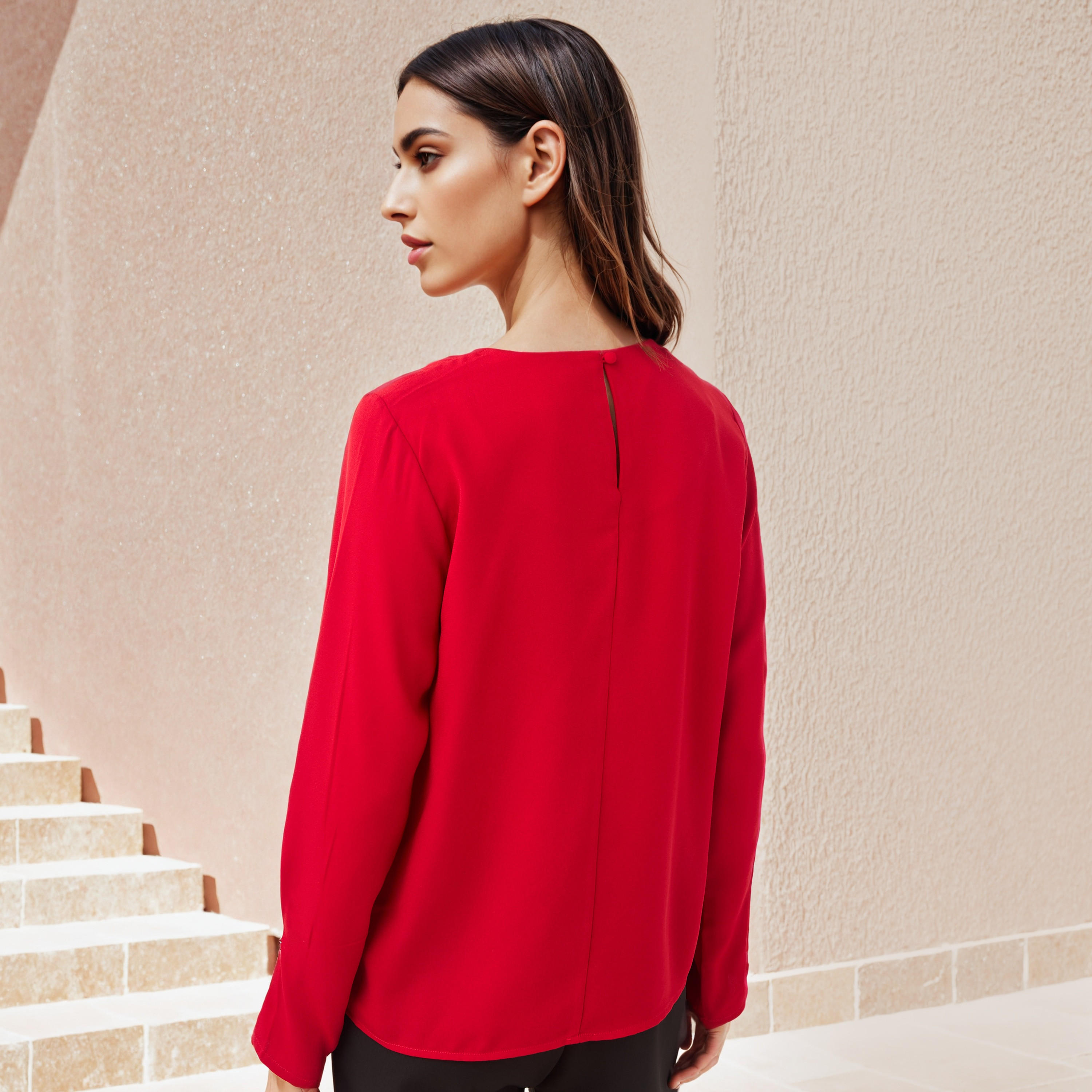 Draped Cowl Neck Crepe Top-women-clothing-shirtsandblouses-blouses-image-4