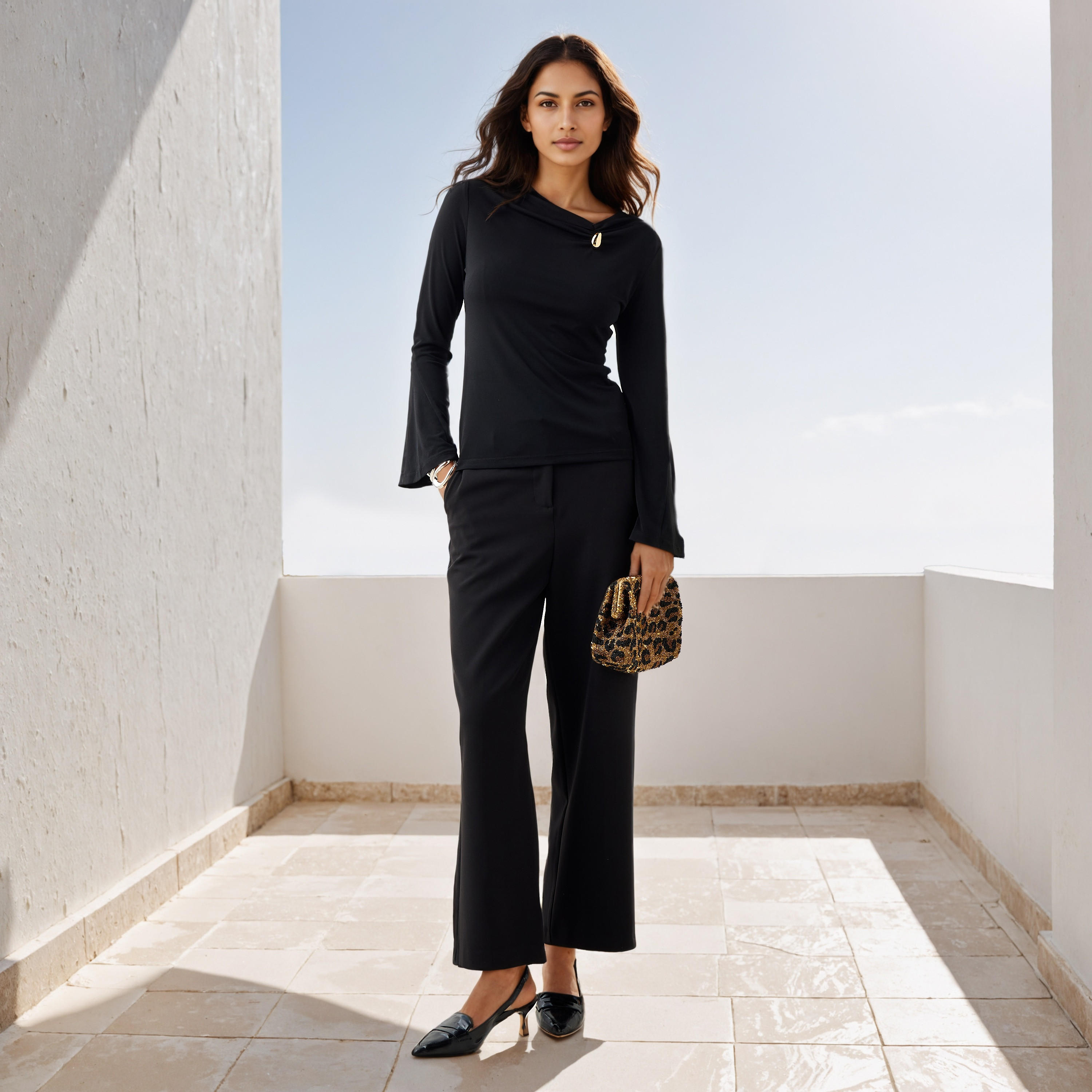 بلوزة بكشكش وأكمام جرس-women-clothing-tshirts-image-5