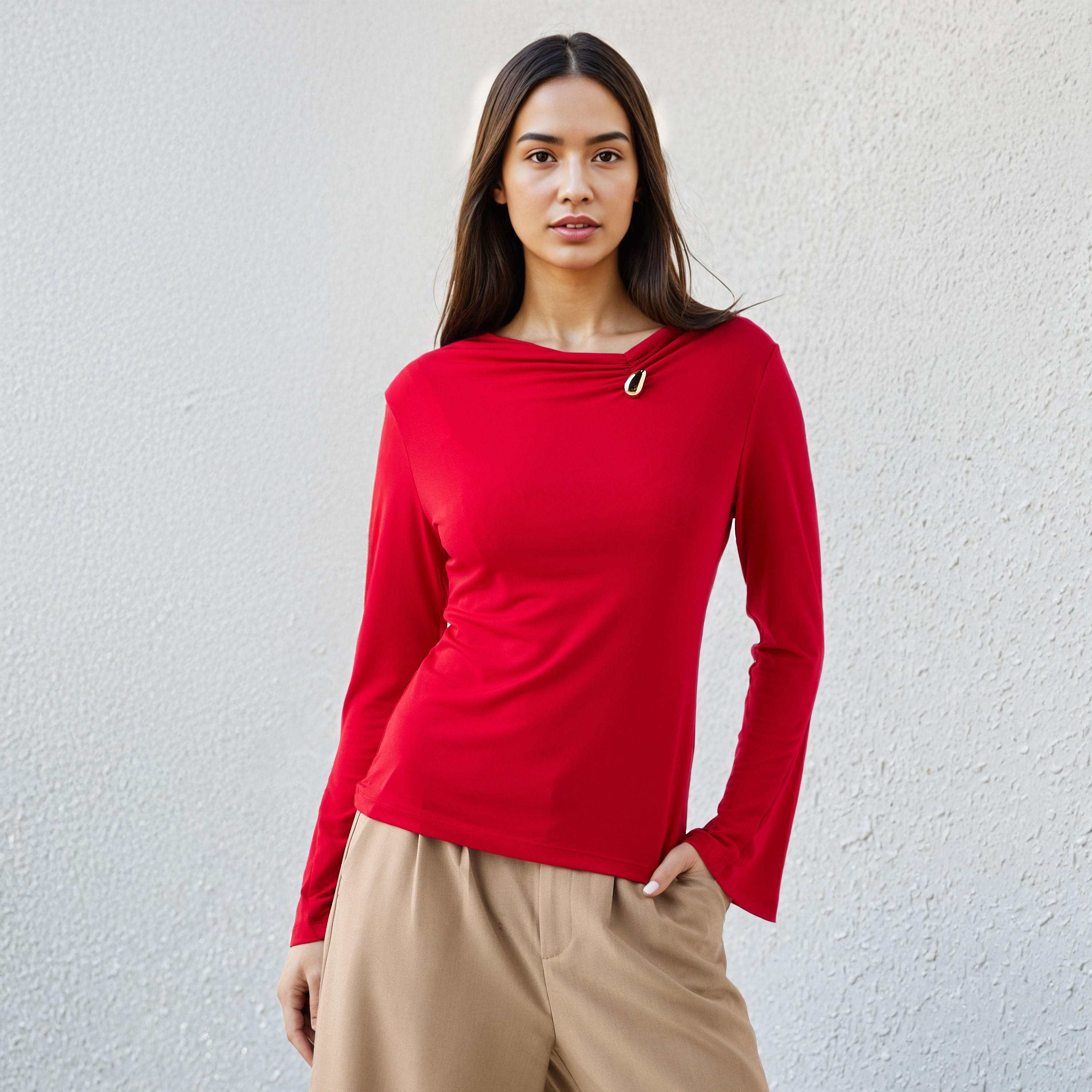 بلوزة بكشكش وأكمام جرس-women-clothing-tshirts-image-1