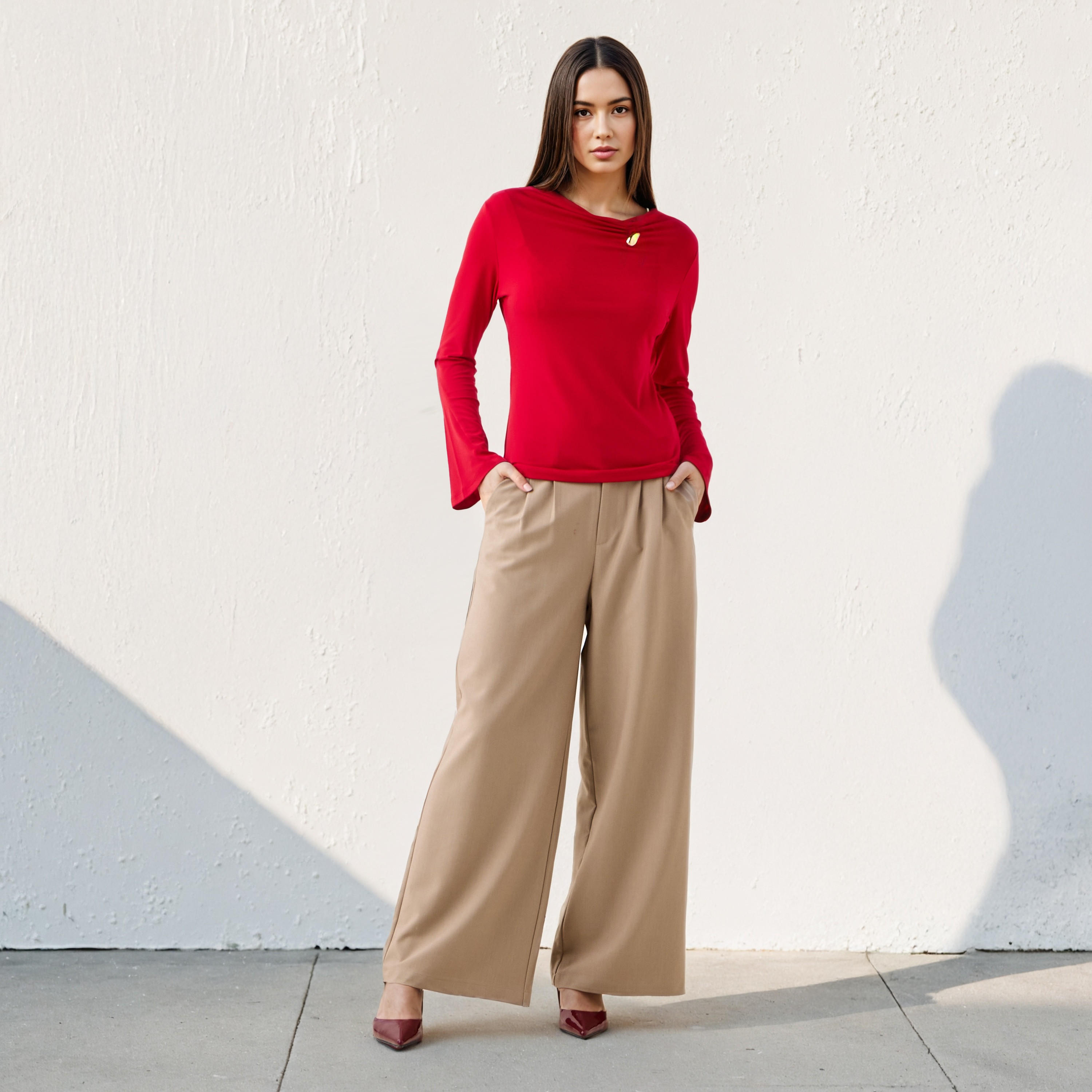 بلوزة بكشكش وأكمام جرس-women-clothing-tshirts-image-2