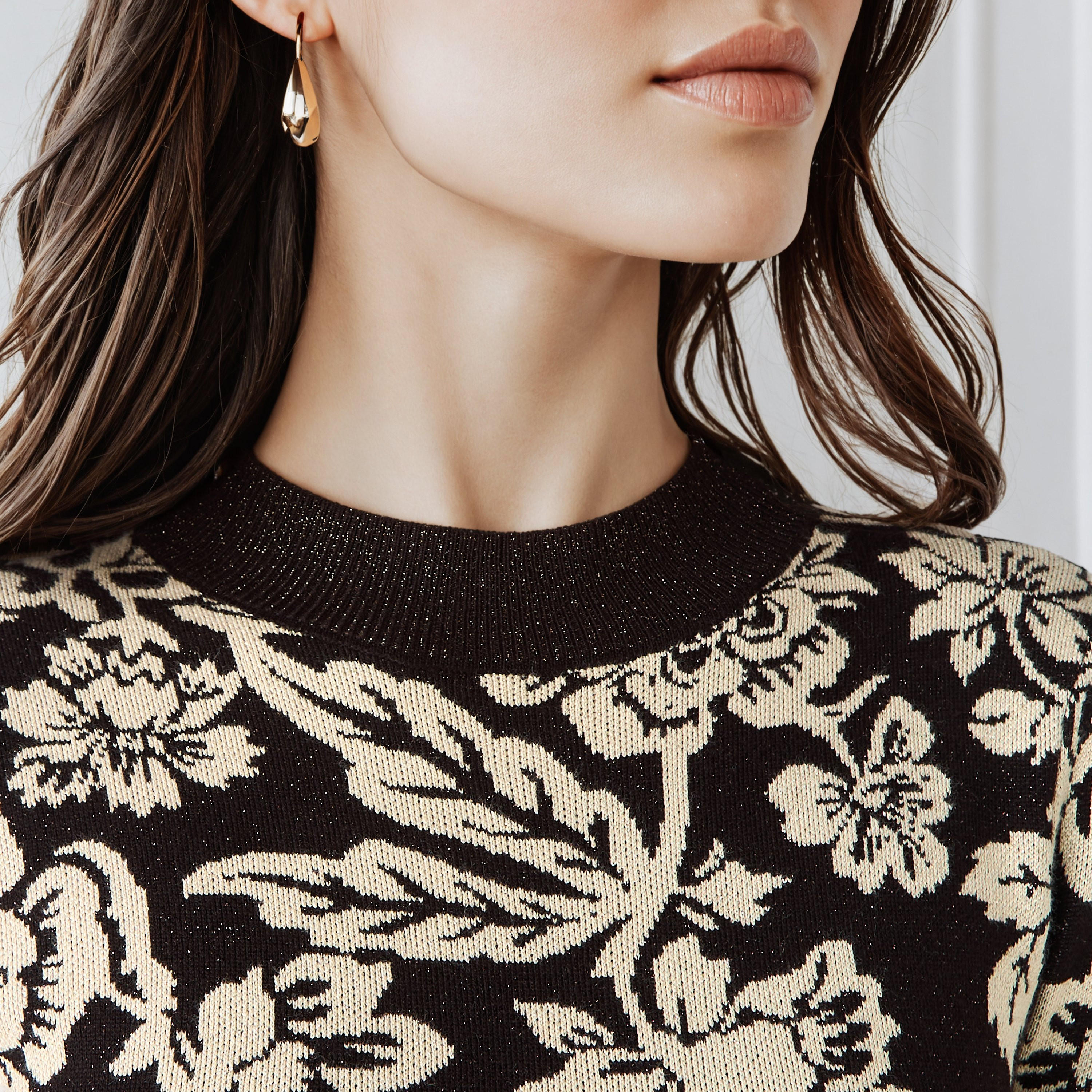 Floral Jacquard Textured Midi Dress-women-clothing-dresses-image-3