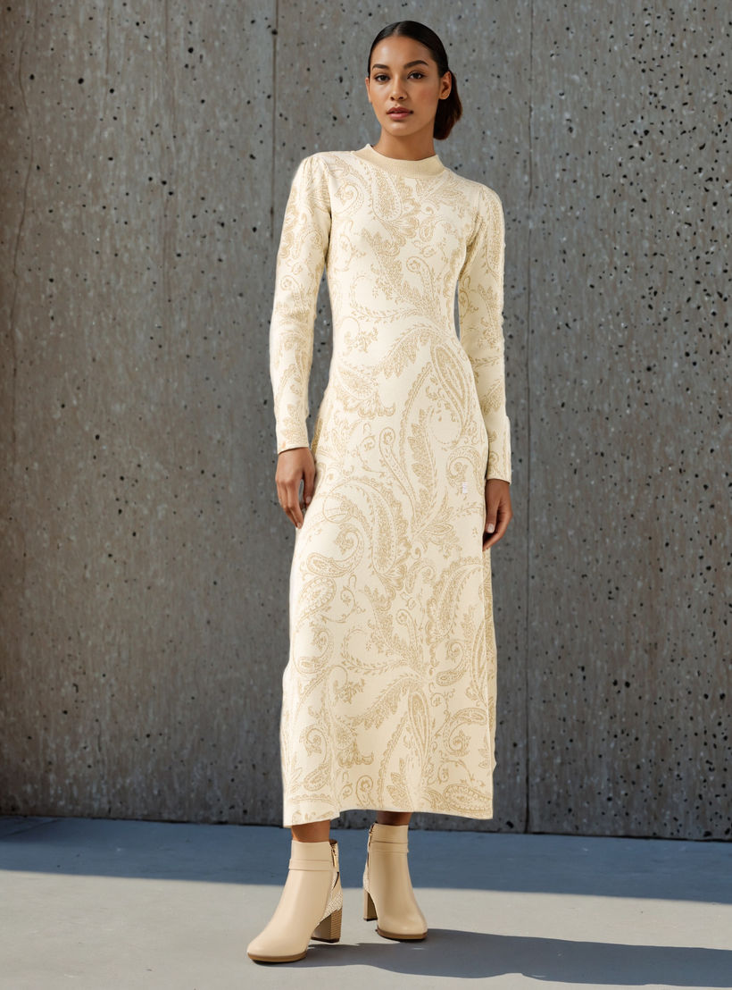 Paisley Print Maxi Dress with Long Sleeves-women-clothing-dresses-image-2