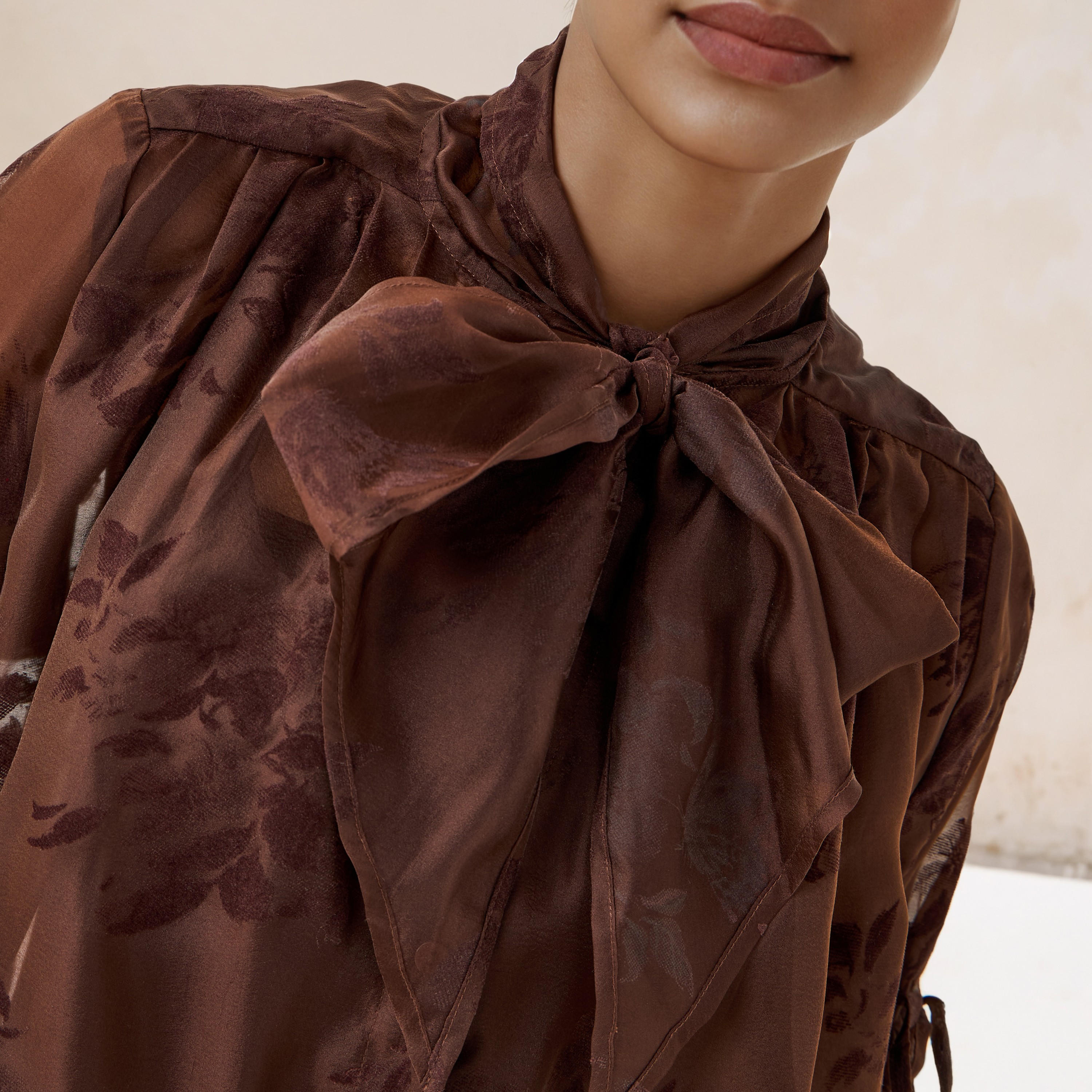 Pussybow Collar Top with Tie-Up Detail-women-clothing-shirtsandblouses-blouses-image-6