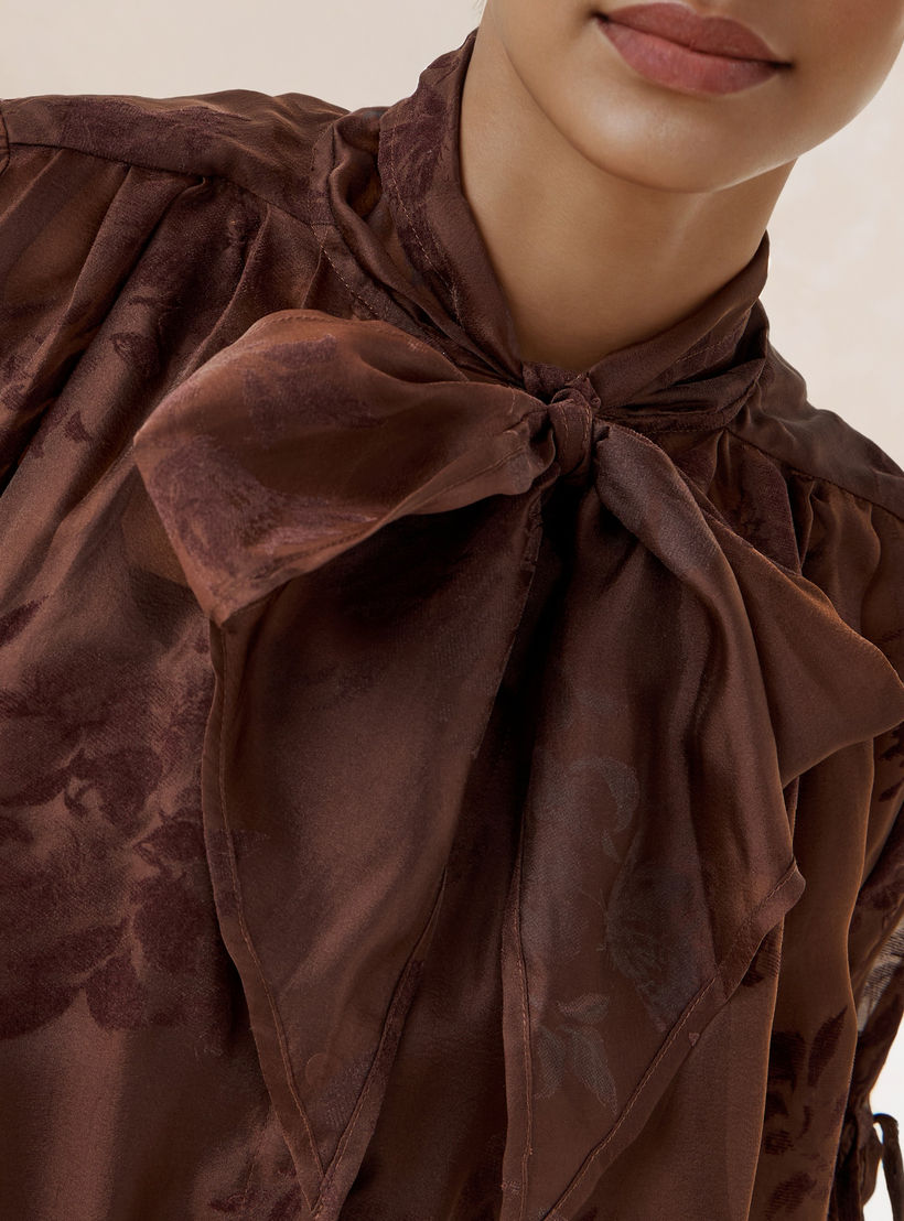 Pussybow Collar Top with Tie-Up Detail-women-clothing-shirtsandblouses-blouses-image-6