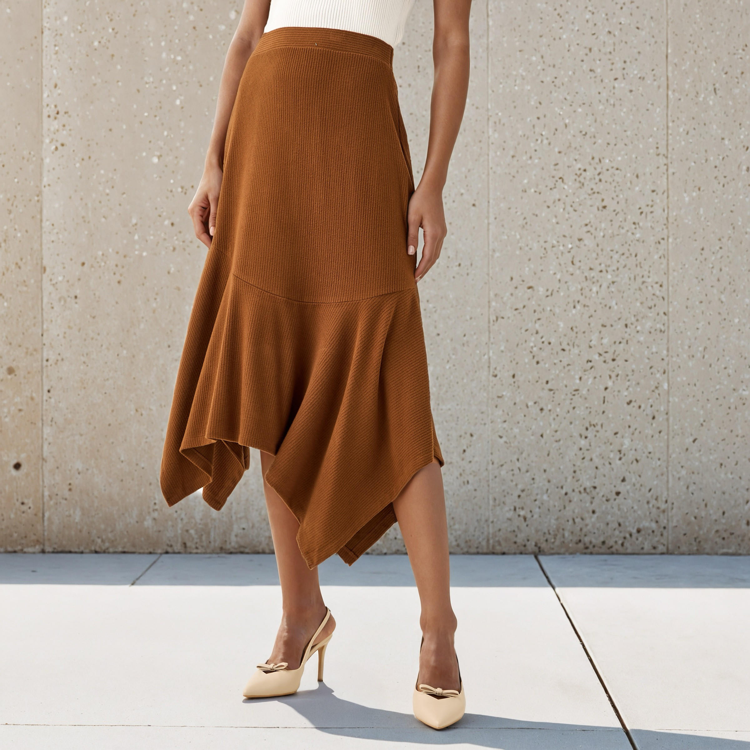 Textured Midi Skirt with Asymmetric Hem-women-clothing-bottoms-skirts-image-1