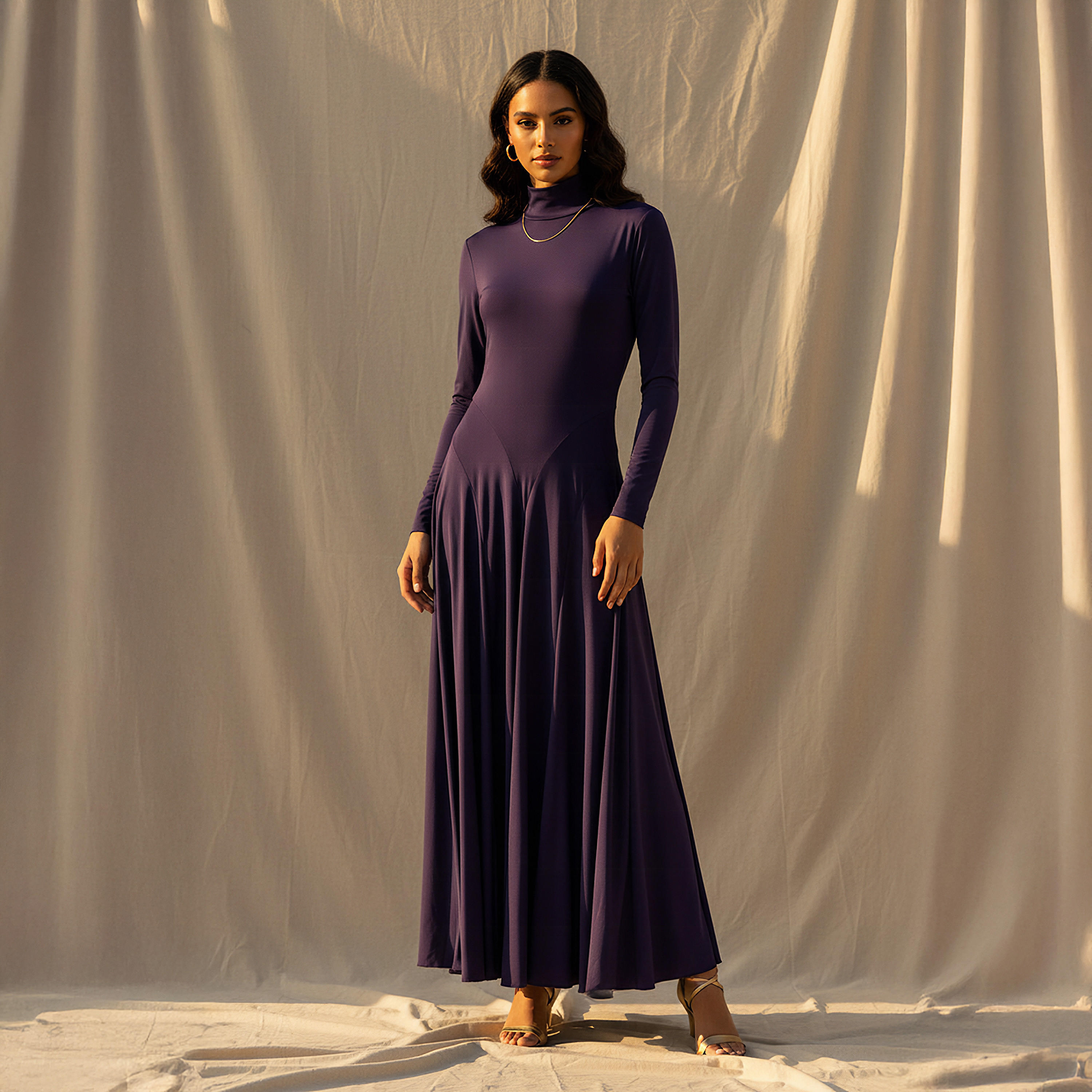 فستان ماكسي متعدد التصاميم بأكمام طويلة-women-clothing-dresses-image-1