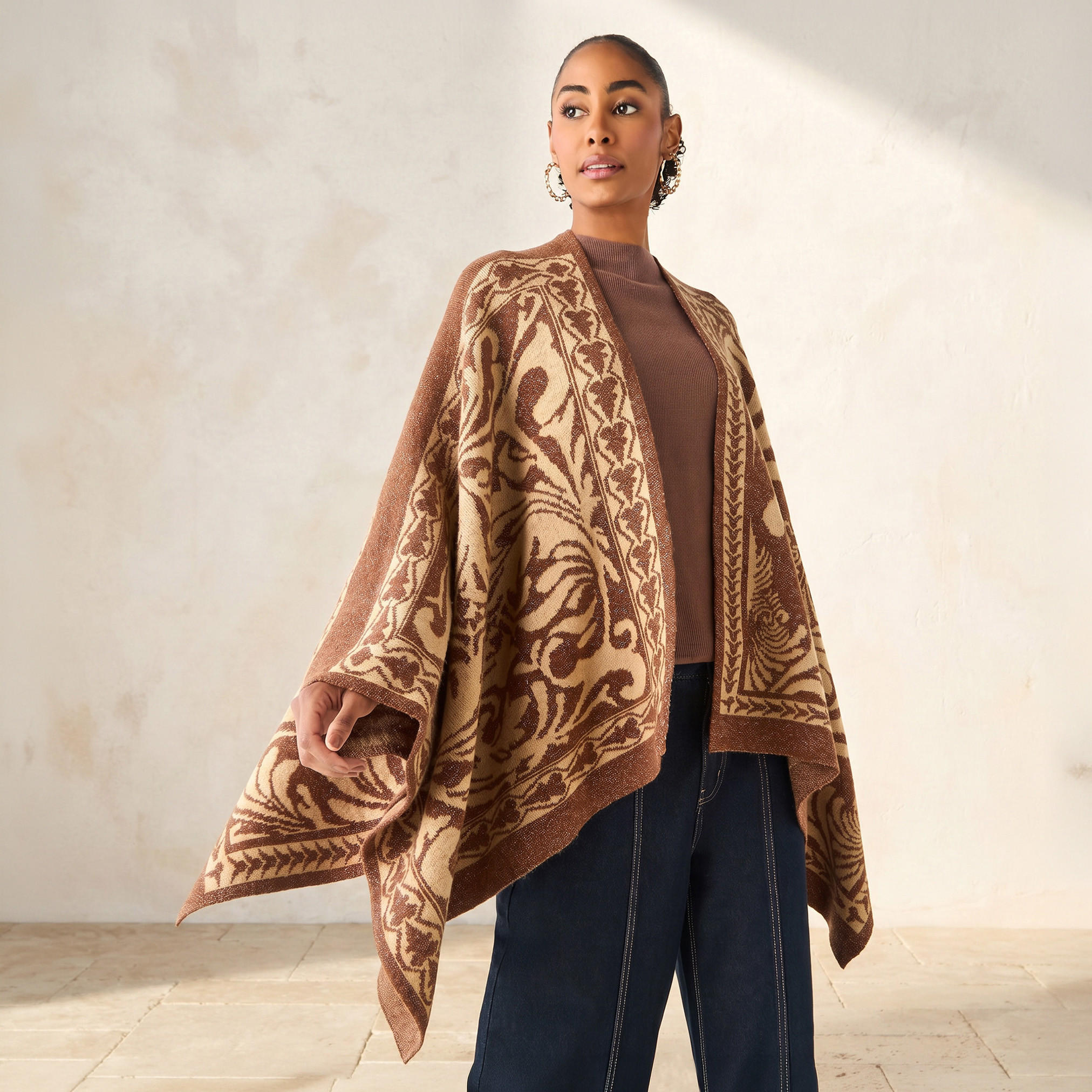 بونشو جاكار غير متماثل بقصّة مريحة-women-winterwear-cardigansandjumpers-cardigans-image-5