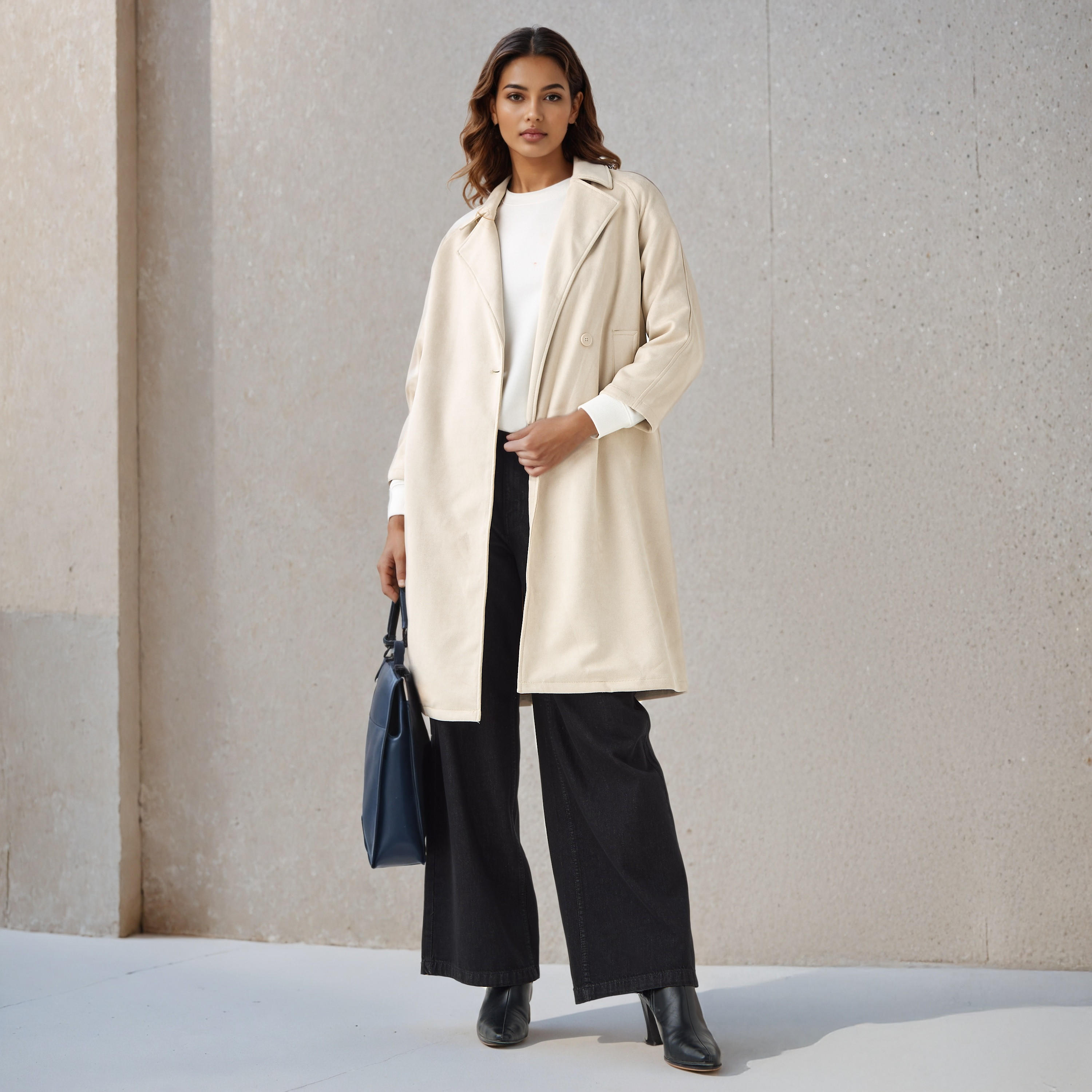 جاكيت ترانش طويل جلد سويدي بحزام ربط-women-clothing-coatsandjackets-coats-image-2