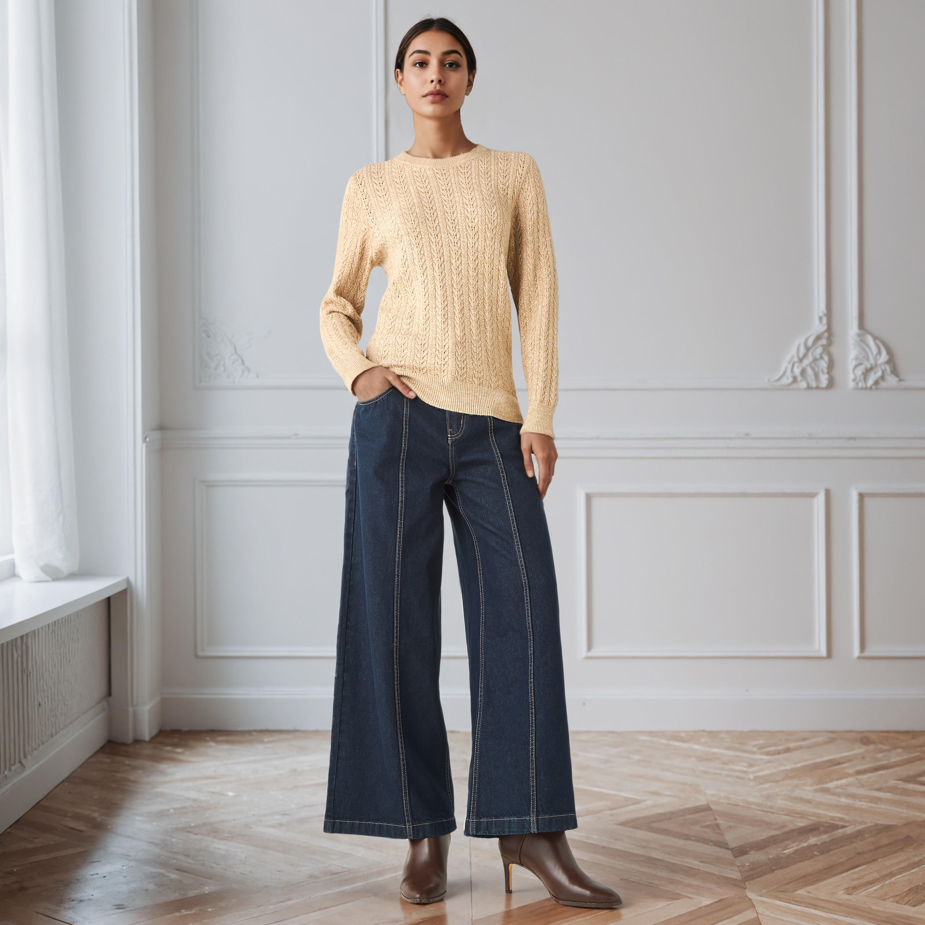 Regular Fit Cable Knit Crew Neck Sweater-women-clothing-cardigansandjumpers-jumpers-image-2