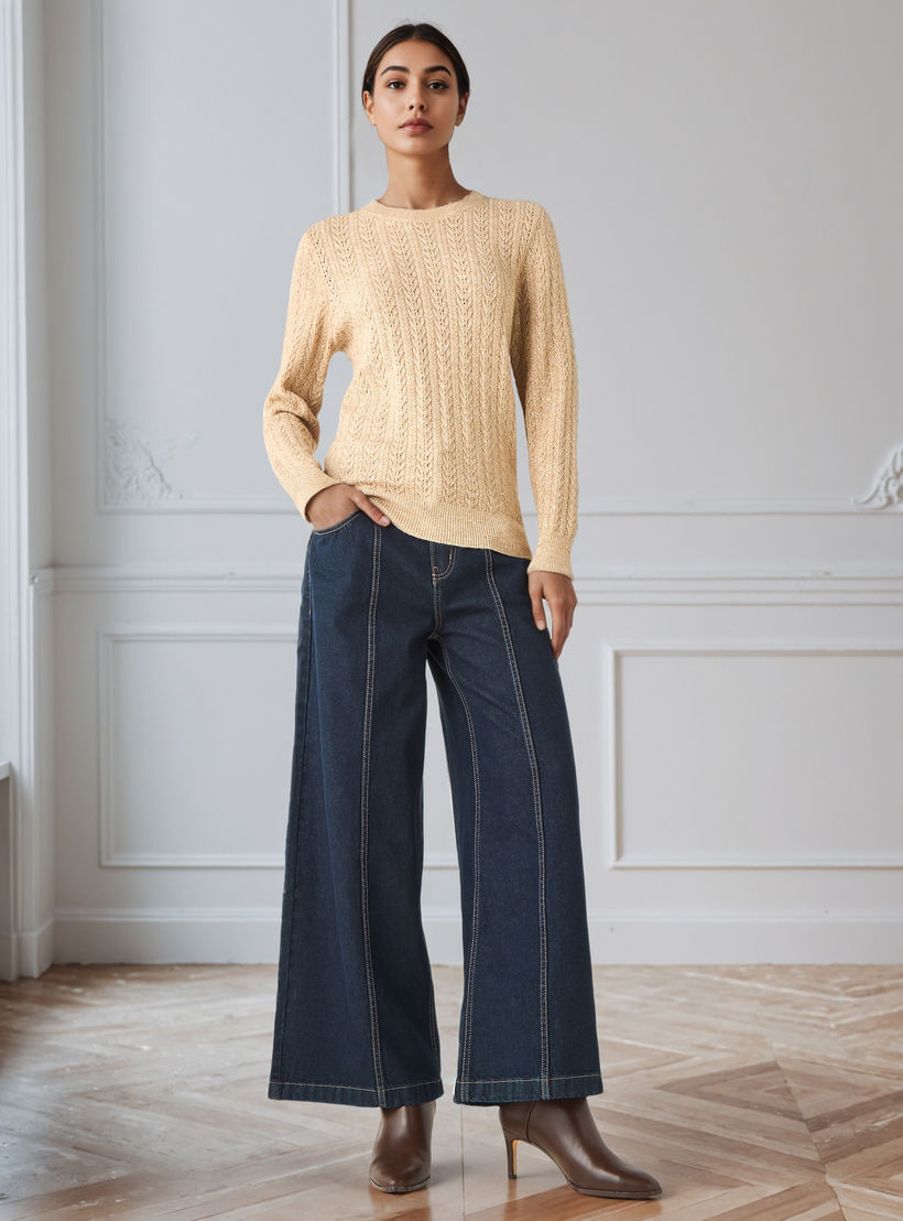 Regular Fit Cable Knit Crew Neck Sweater-women-clothing-cardigansandjumpers-jumpers-image-2