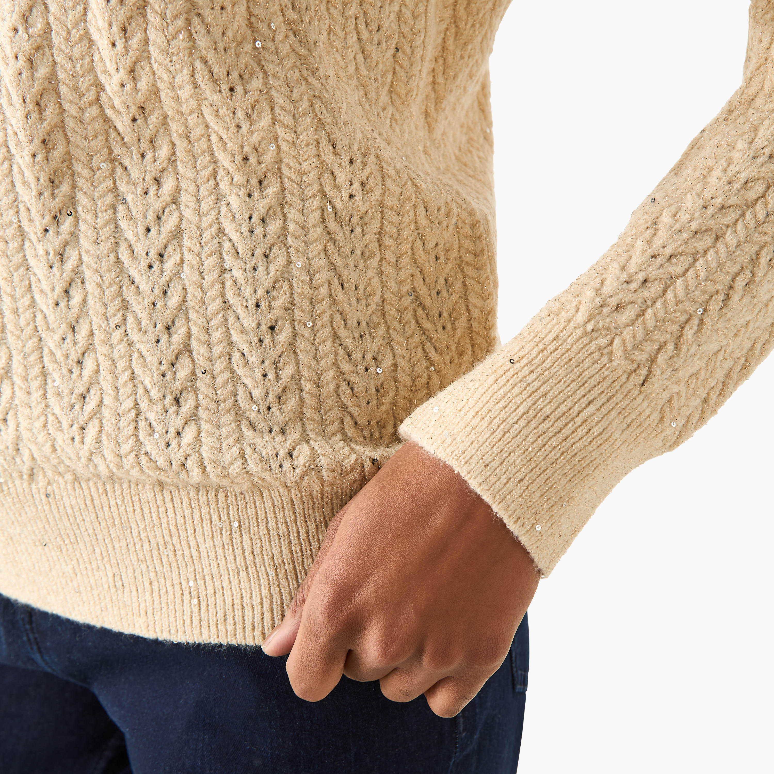Regular Fit Cable Knit Crew Neck Sweater-women-clothing-cardigansandjumpers-jumpers-image-5