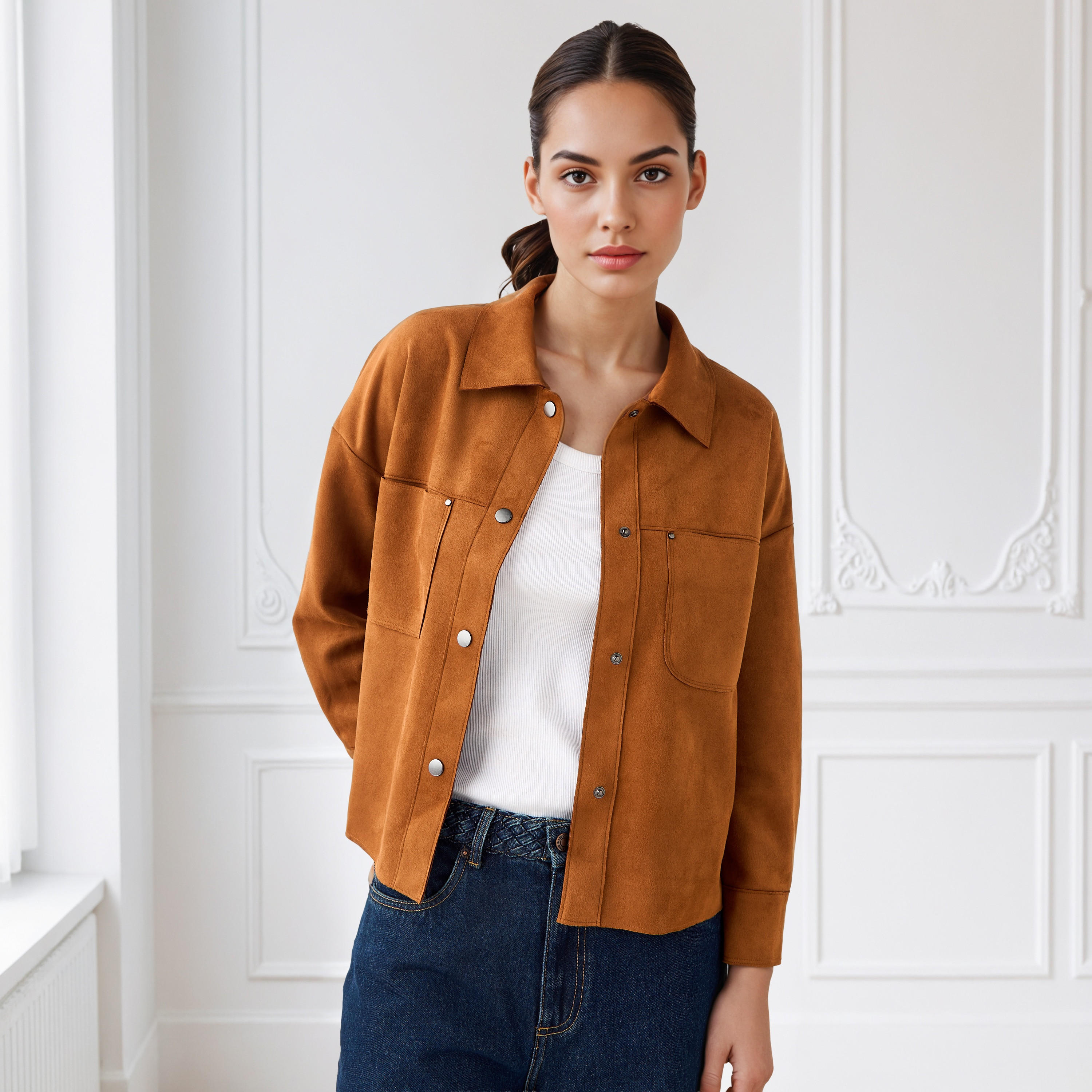 Regular Fit Suede Jacket-women-winterwear-coatsandjackets-jackets-image-1