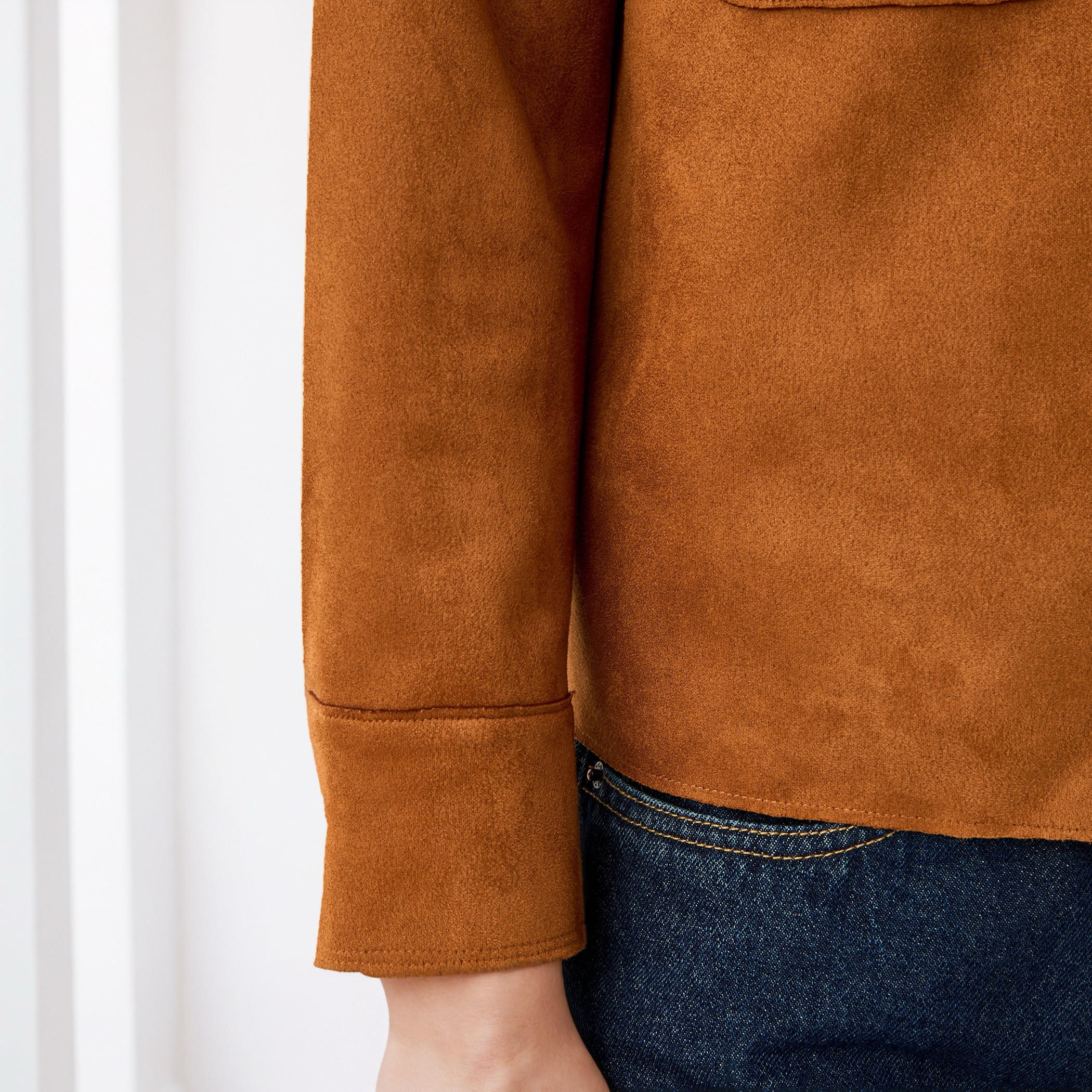 Regular Fit Suede Jacket-women-winterwear-coatsandjackets-jackets-image-5