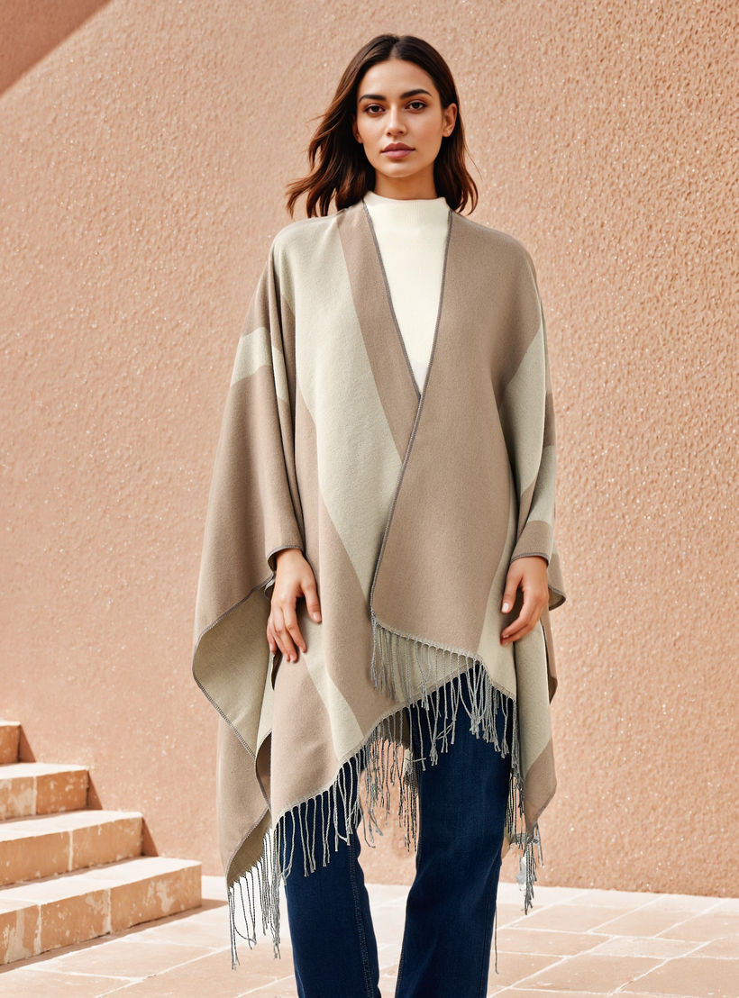 بونشو جاكار بتفاصيل شراشيب-women-winterwear-cardigansandjumpers-cardigans-image-1