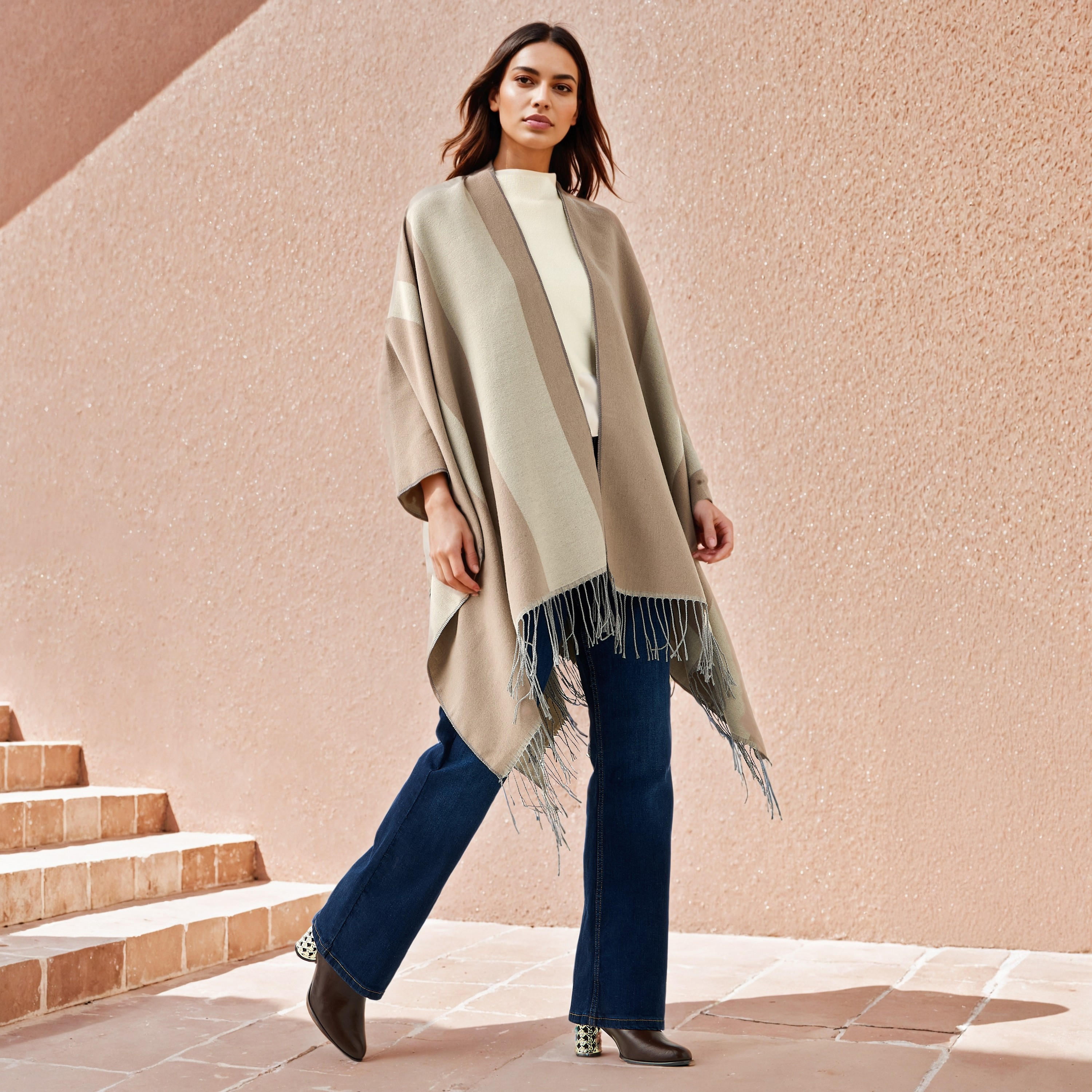بونشو جاكار بتفاصيل شراشيب-women-winterwear-cardigansandjumpers-cardigans-image-2