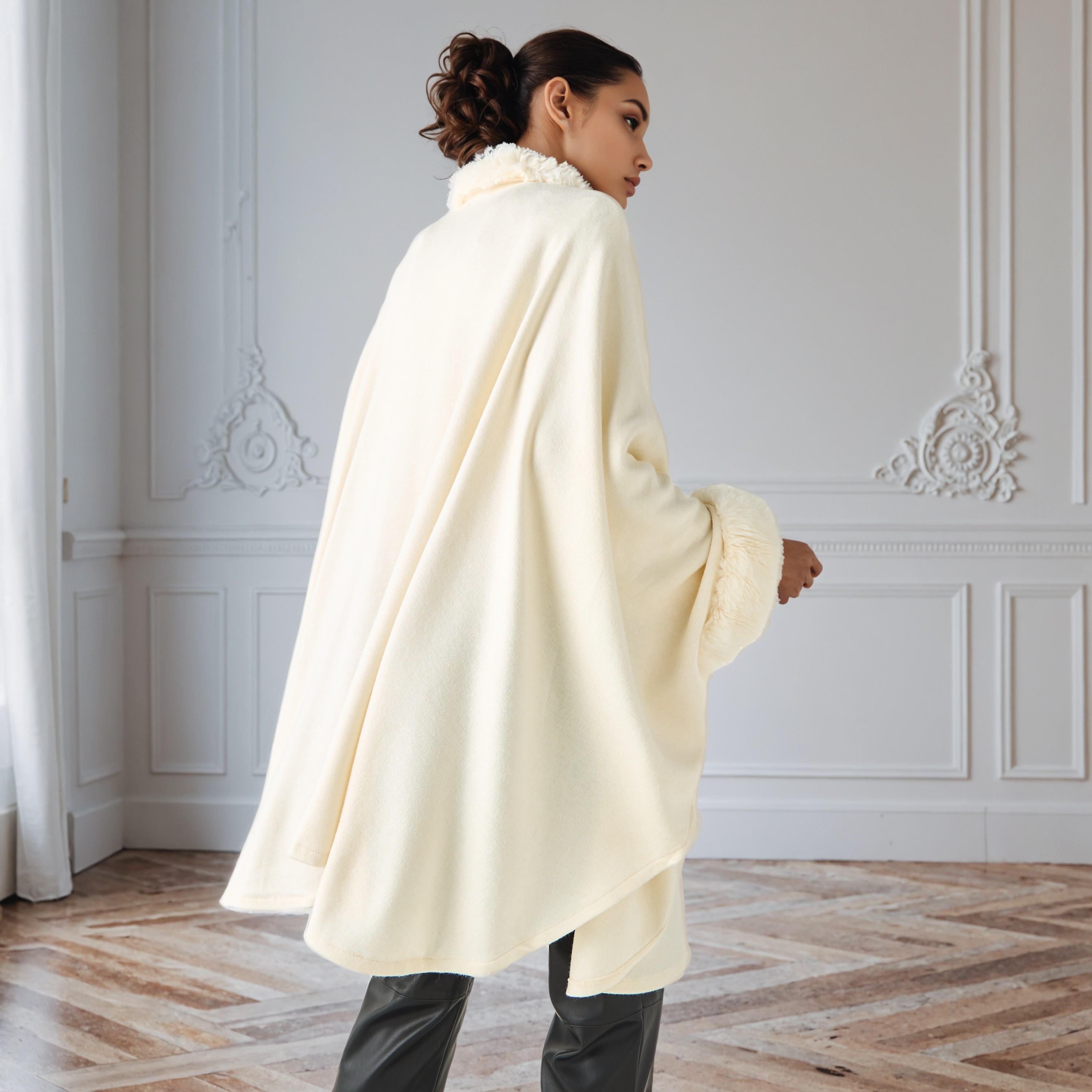 Relaxed Fit Faux Fur Open Front Poncho-women-winterwear-cardigansandjumpers-cardigans-image-3