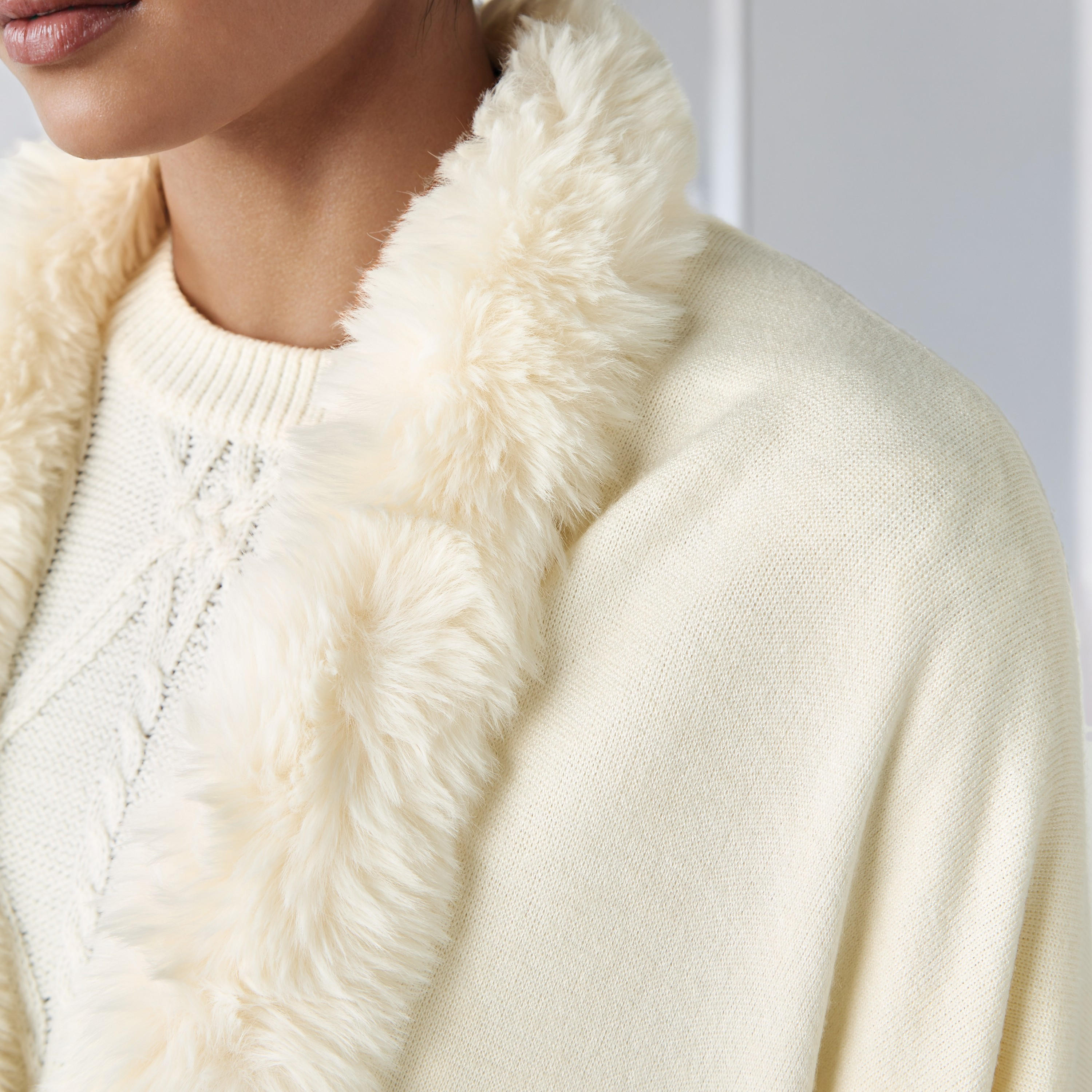 Relaxed Fit Faux Fur Open Front Poncho-women-winterwear-cardigansandjumpers-cardigans-image-5
