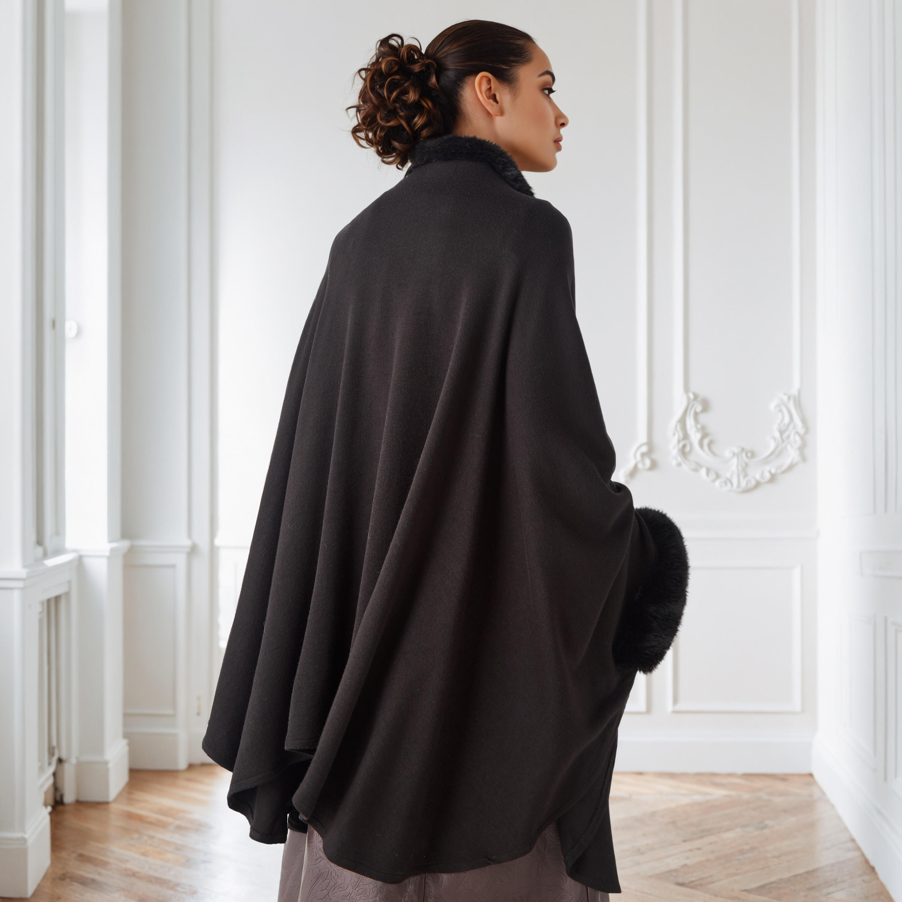 Relaxed Fit Faux Fur Open Front Poncho-women-winterwear-cardigansandjumpers-cardigans-image-3