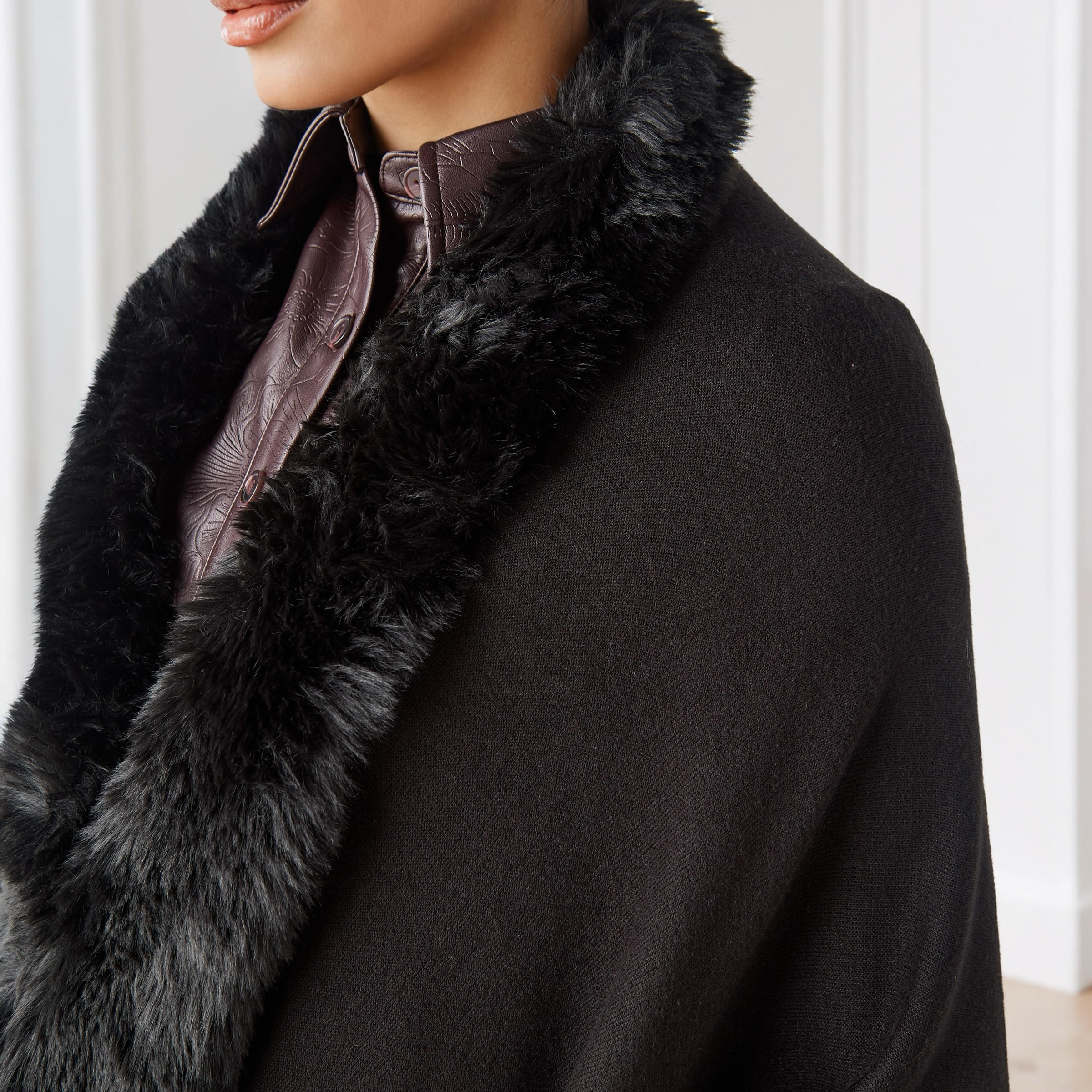 Relaxed Fit Faux Fur Open Front Poncho-women-winterwear-cardigansandjumpers-cardigans-image-4