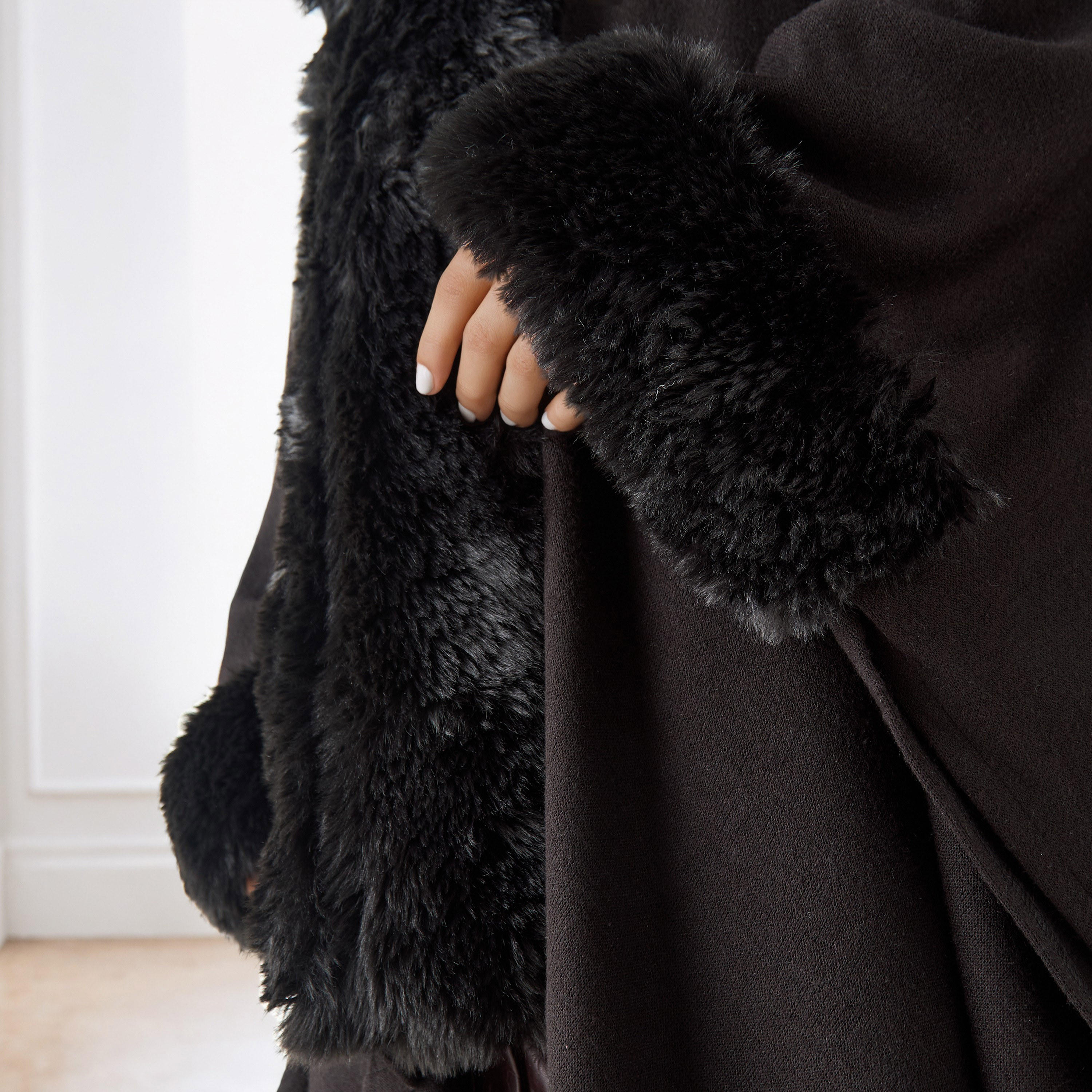 Relaxed Fit Faux Fur Open Front Poncho-women-winterwear-cardigansandjumpers-cardigans-image-5