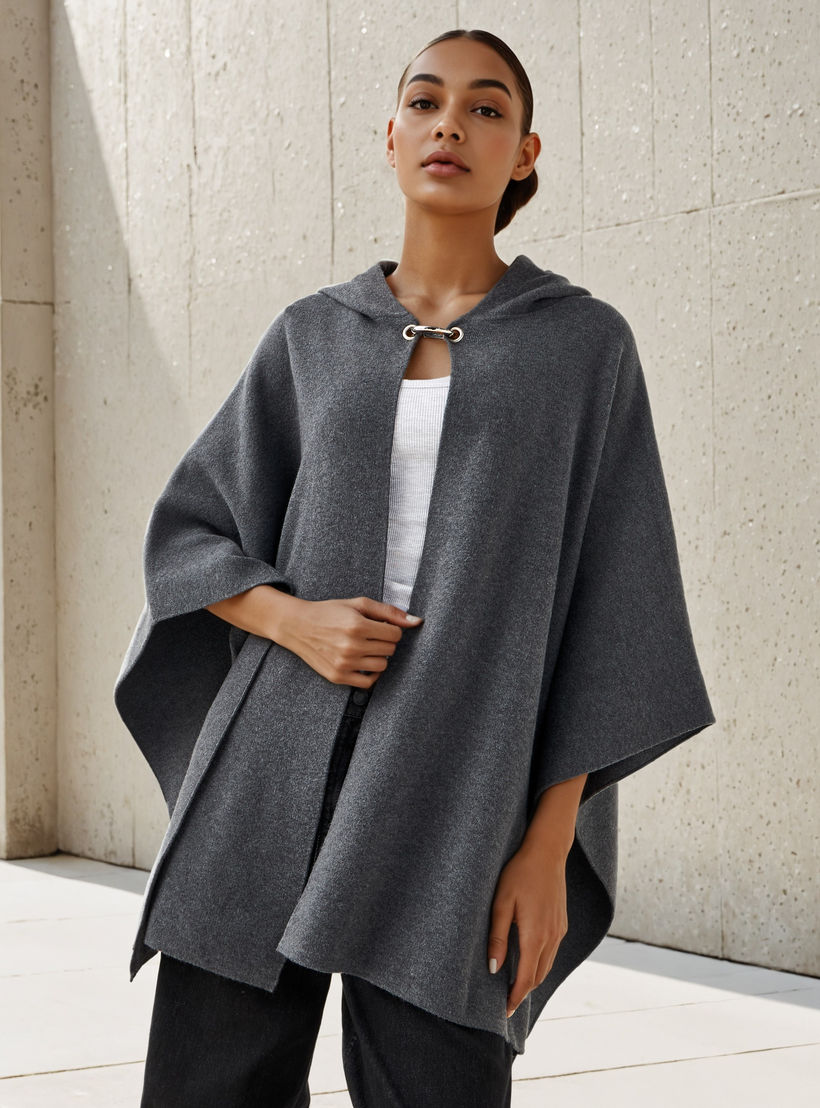 Relaxed Fit Hooded Poncho-women-winterwear-cardigansandjumpers-cardigans-image-1