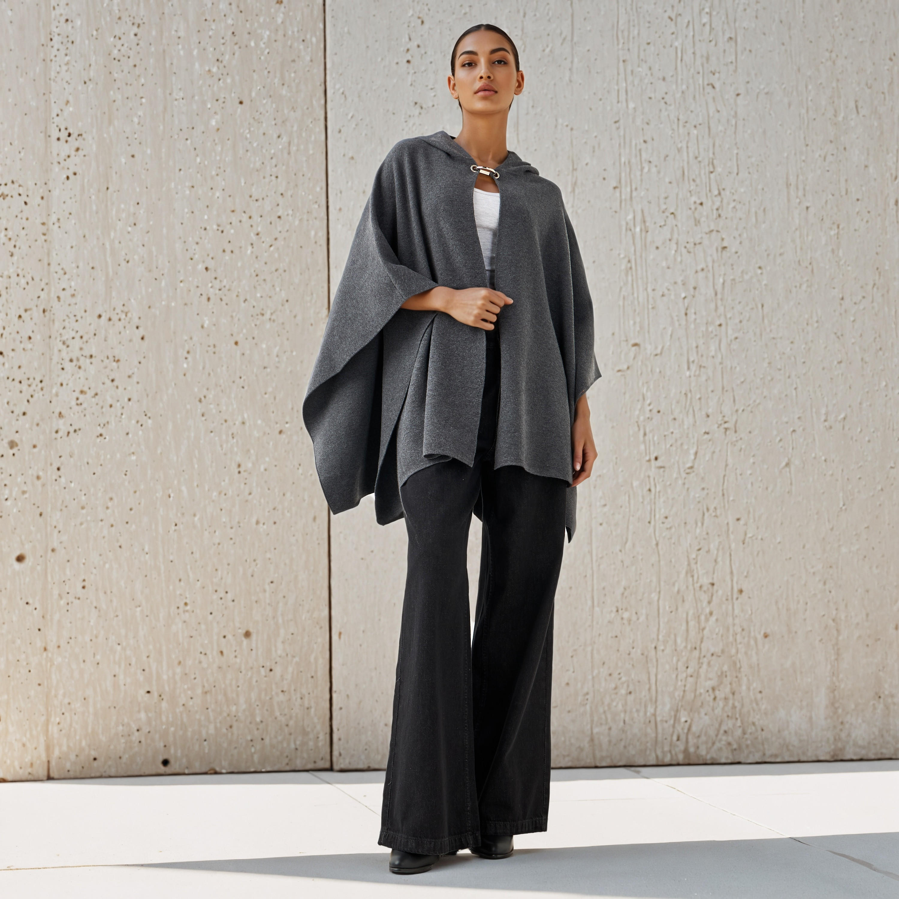 Relaxed Fit Hooded Poncho-women-winterwear-cardigansandjumpers-cardigans-image-2
