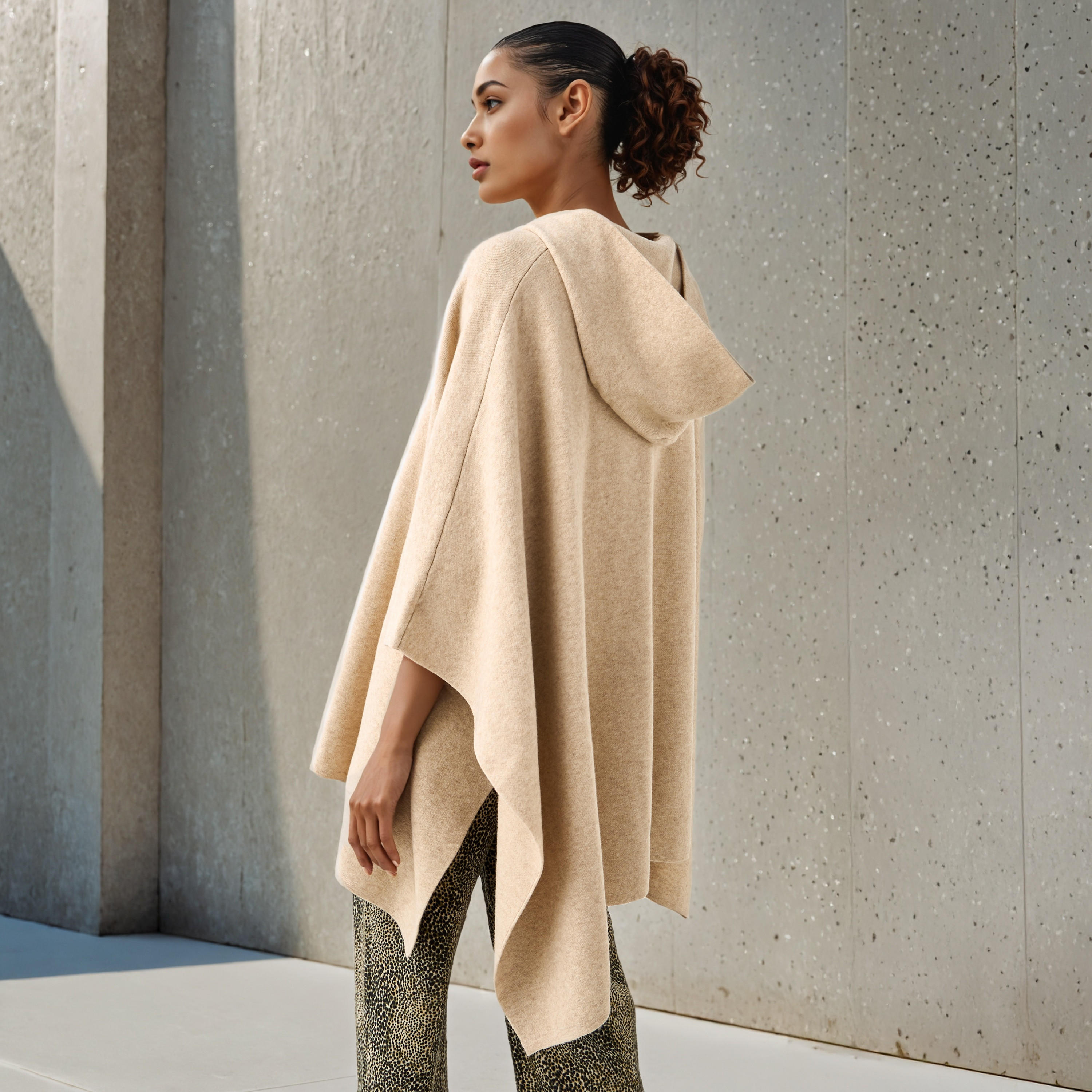 Relaxed Fit Hooded Poncho-women-winterwear-cardigansandjumpers-cardigans-image-4