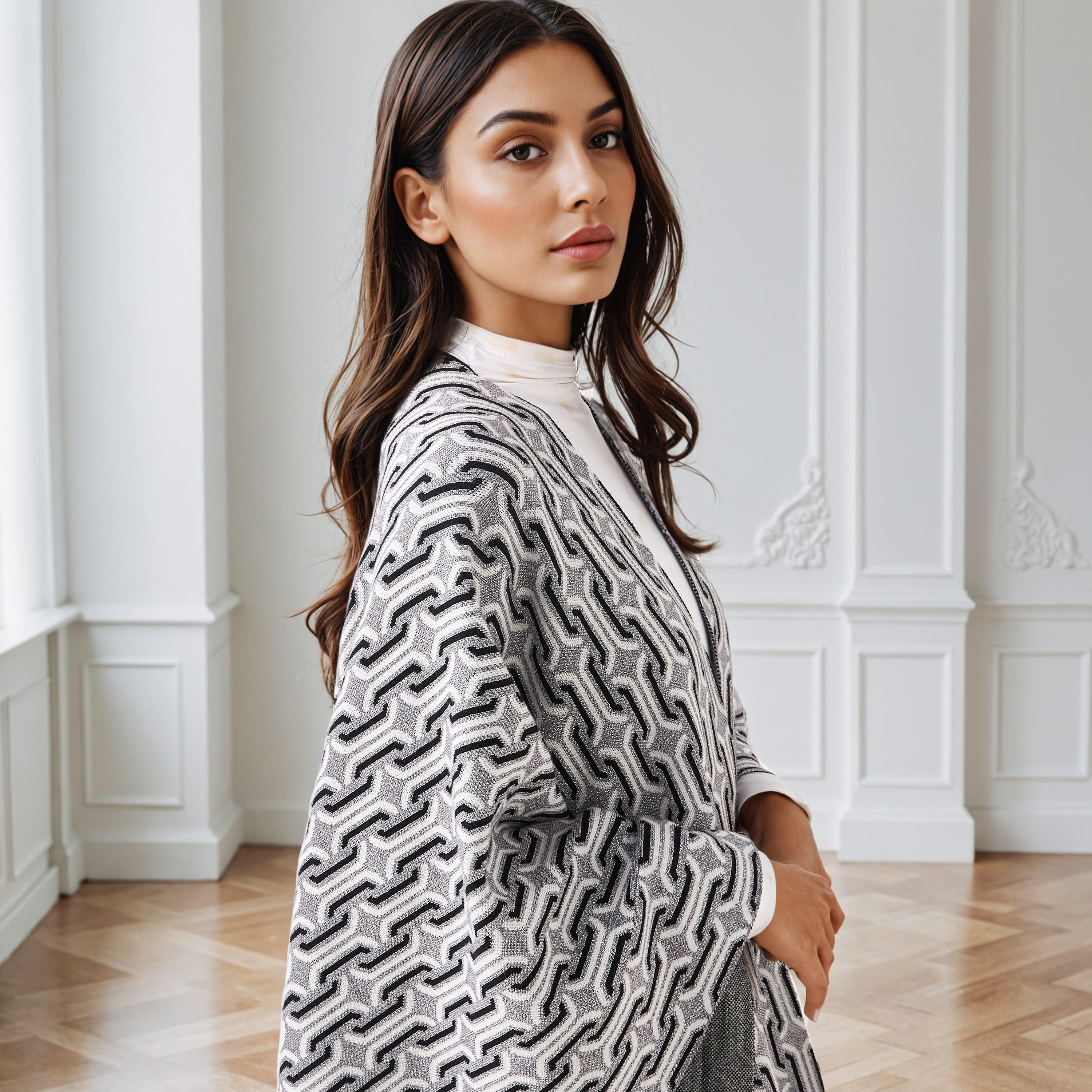 Relaxed Fit Printed Poncho-women-winterwear-cardigansandjumpers-cardigans-image-4