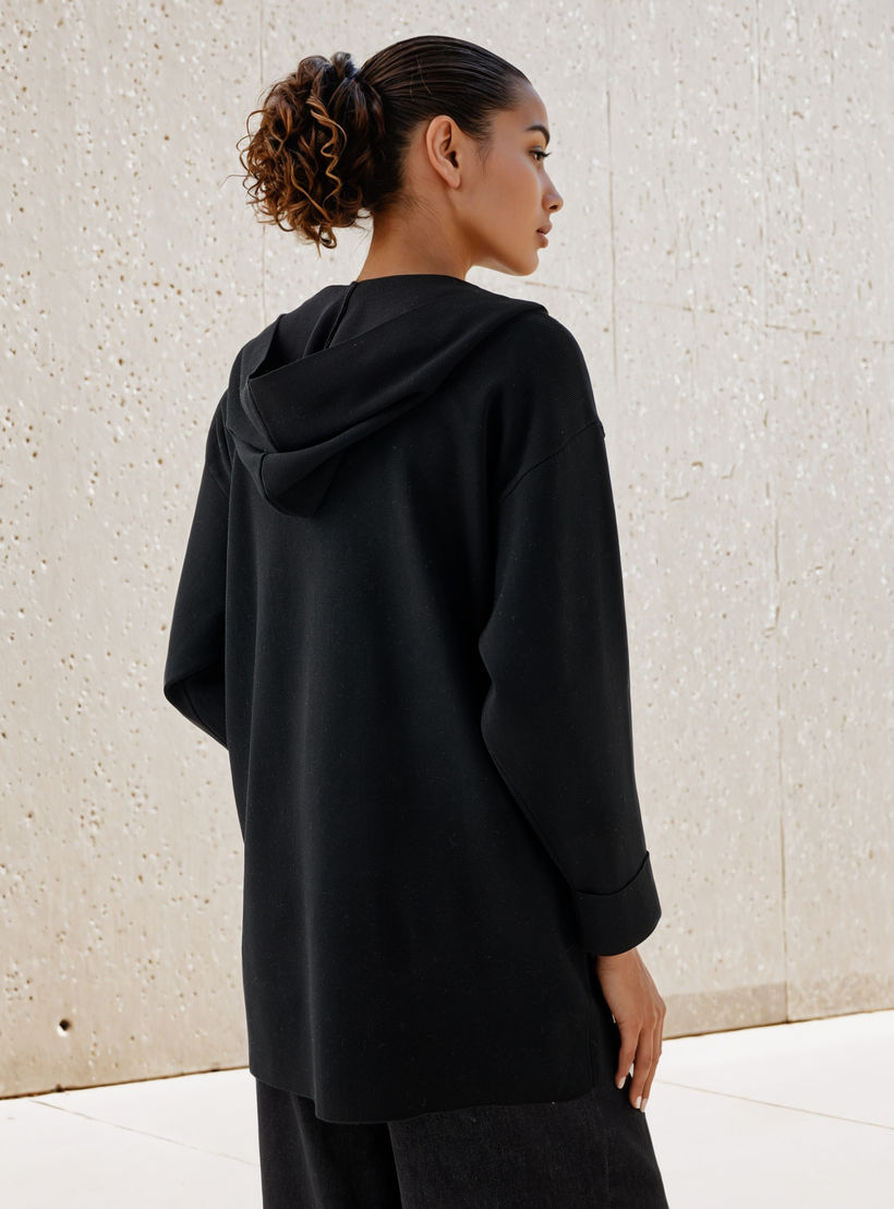 كارديجان منسوج بقبعة ومقدمة مفتوحة-women-winterwear-cardigansandjumpers-cardigans-image-4